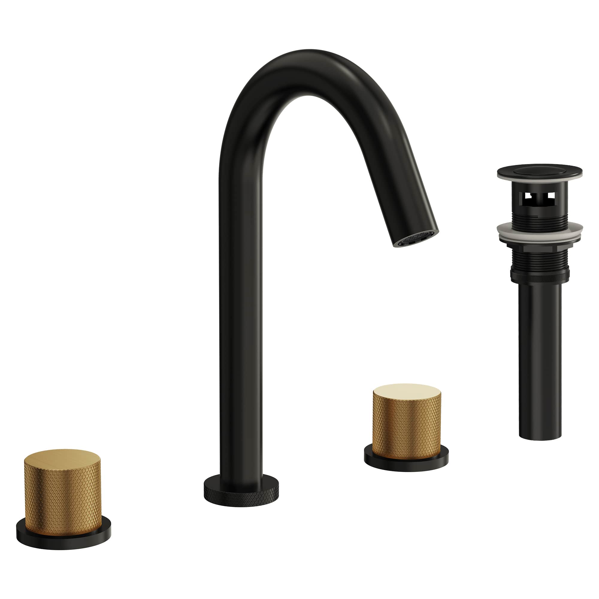 EVERSTEIN SFS-1149-BK-GD Widespread Bathroom Faucet 3 Hole Bathroom Sink Faucet with Drain Assembly