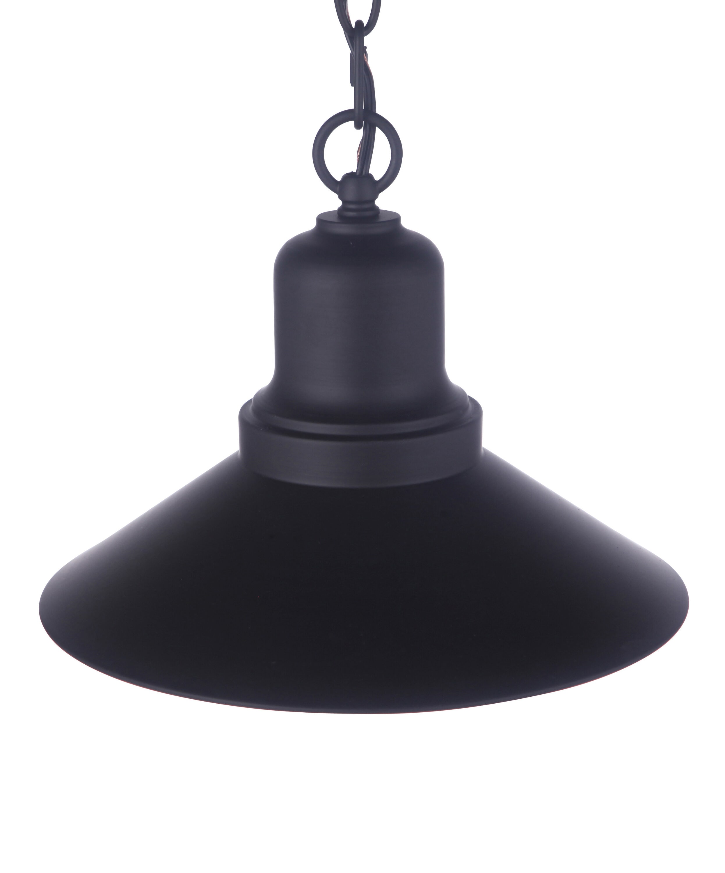 Midnight Black Metal Outdoor Pendant Light with White Interior