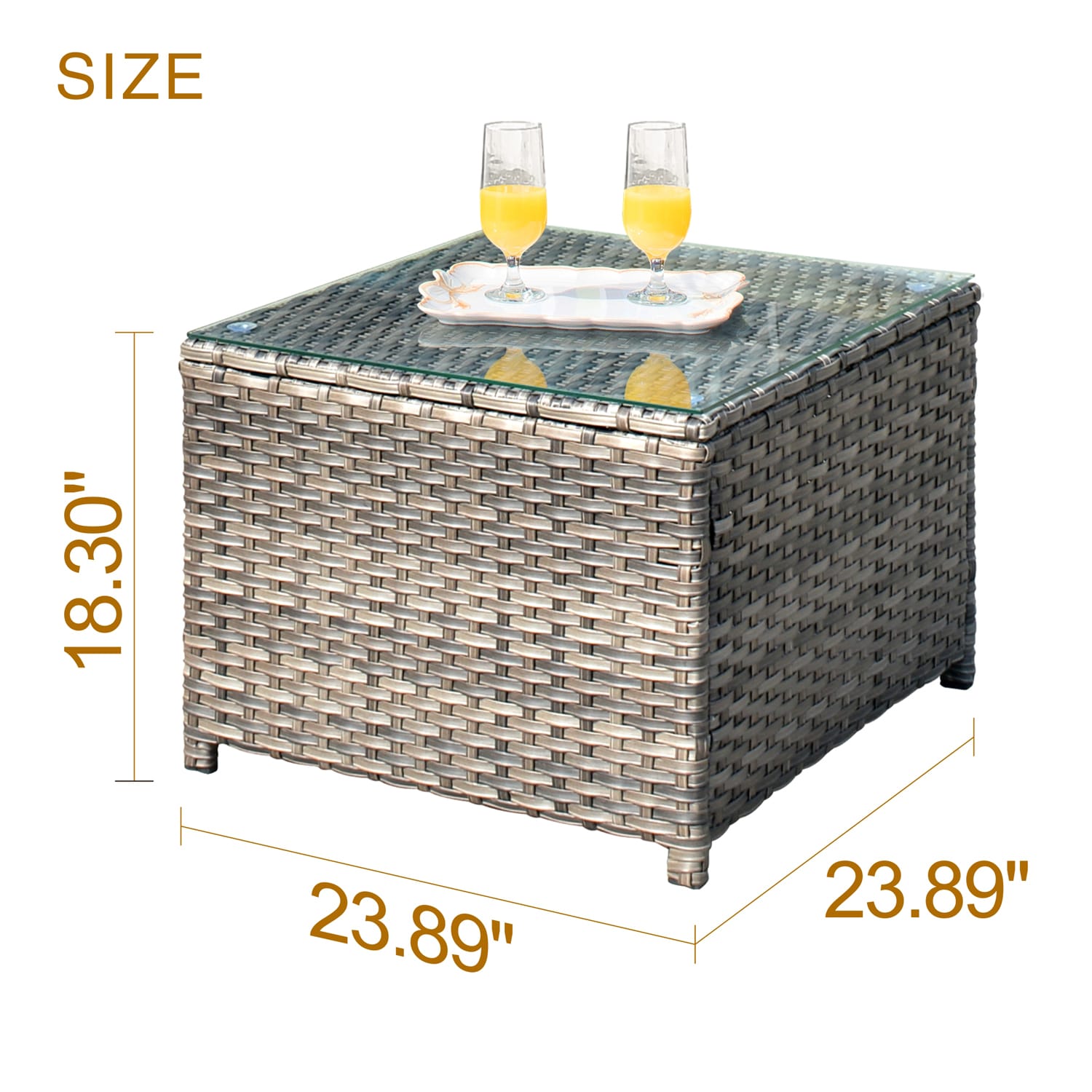 XIZZI Gaea Square Wicker Outdoor Coffee Table 23.89-in W x 23.89-in L ...