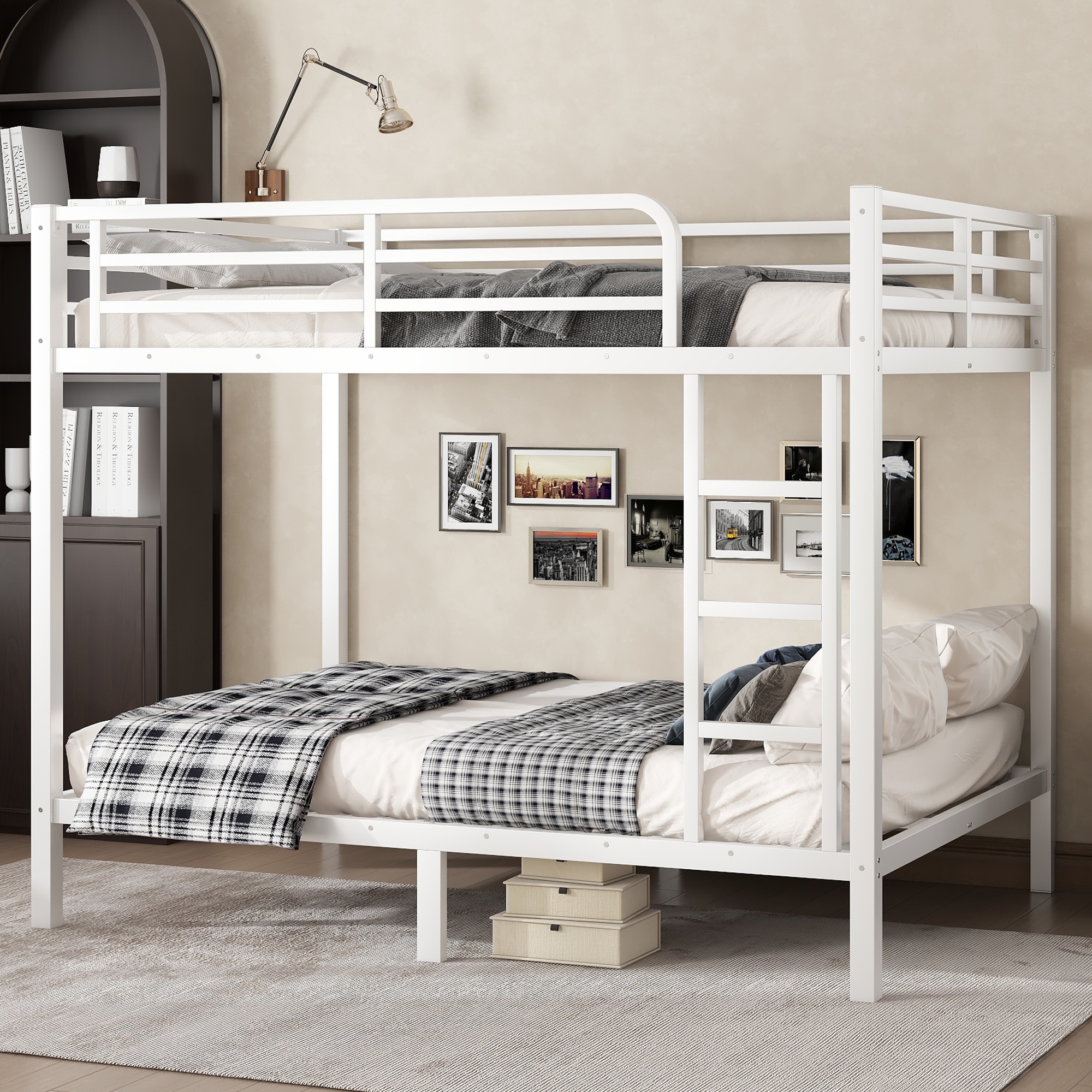 UBCBW45SS、4SPFW、DWMTD-B LOVMOR Metal Full over Full Bunk Bed for Teens and Adults Space