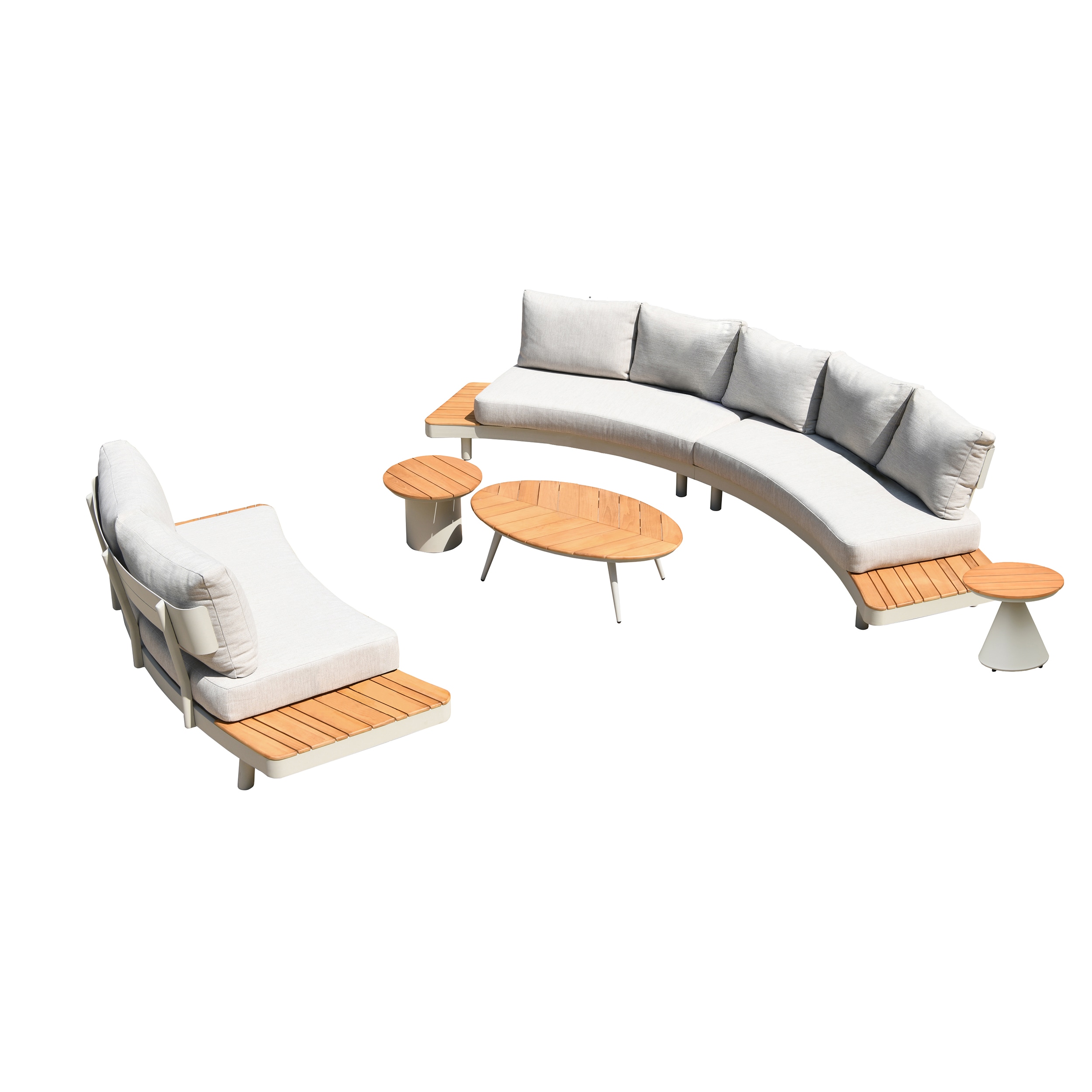 Deko Living COP30013 5 -Piece Patio Sofa Conversation Set with Cream Cushions