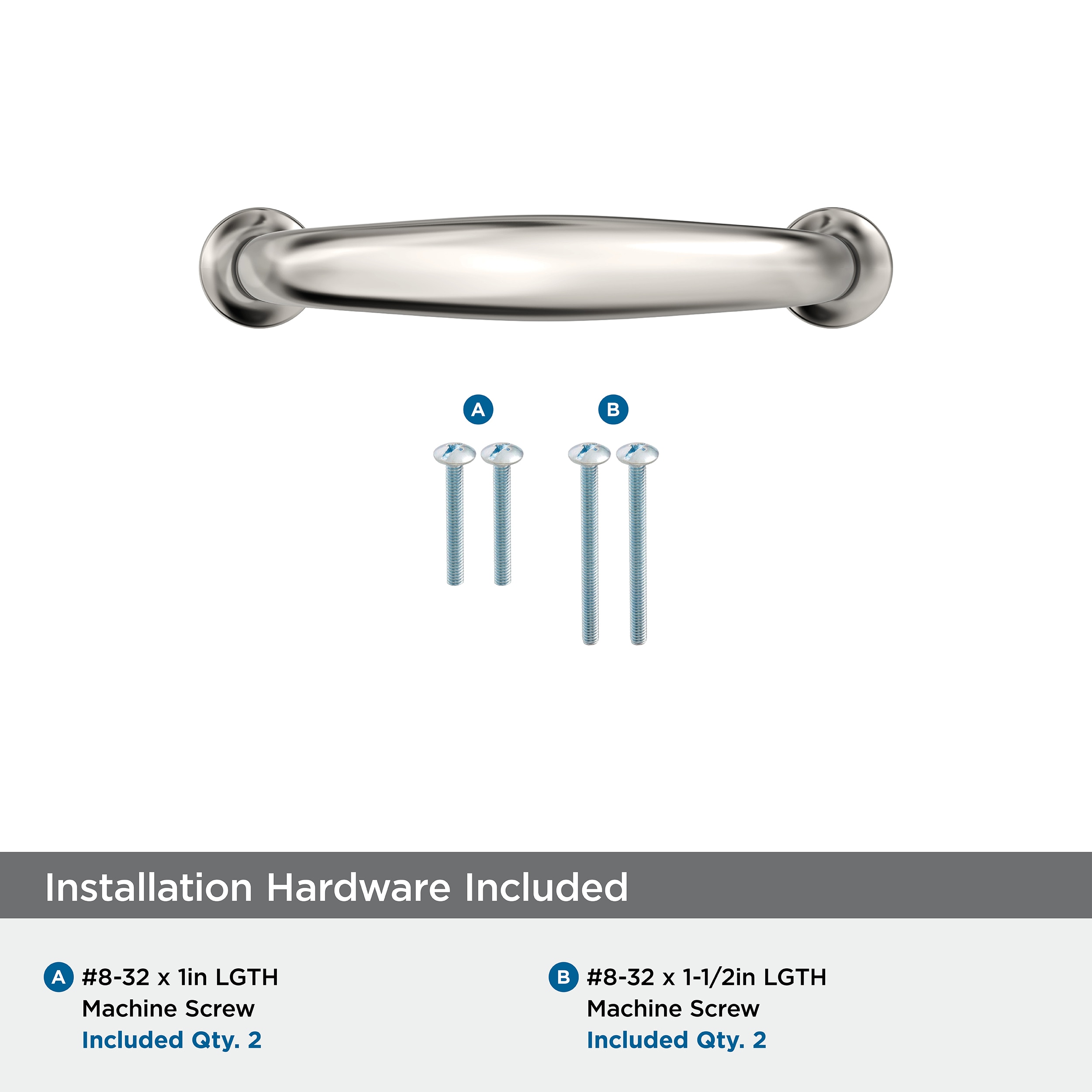 Polished Nickel 3-Inch Bar Cabinet Pull with Mounting Hardware