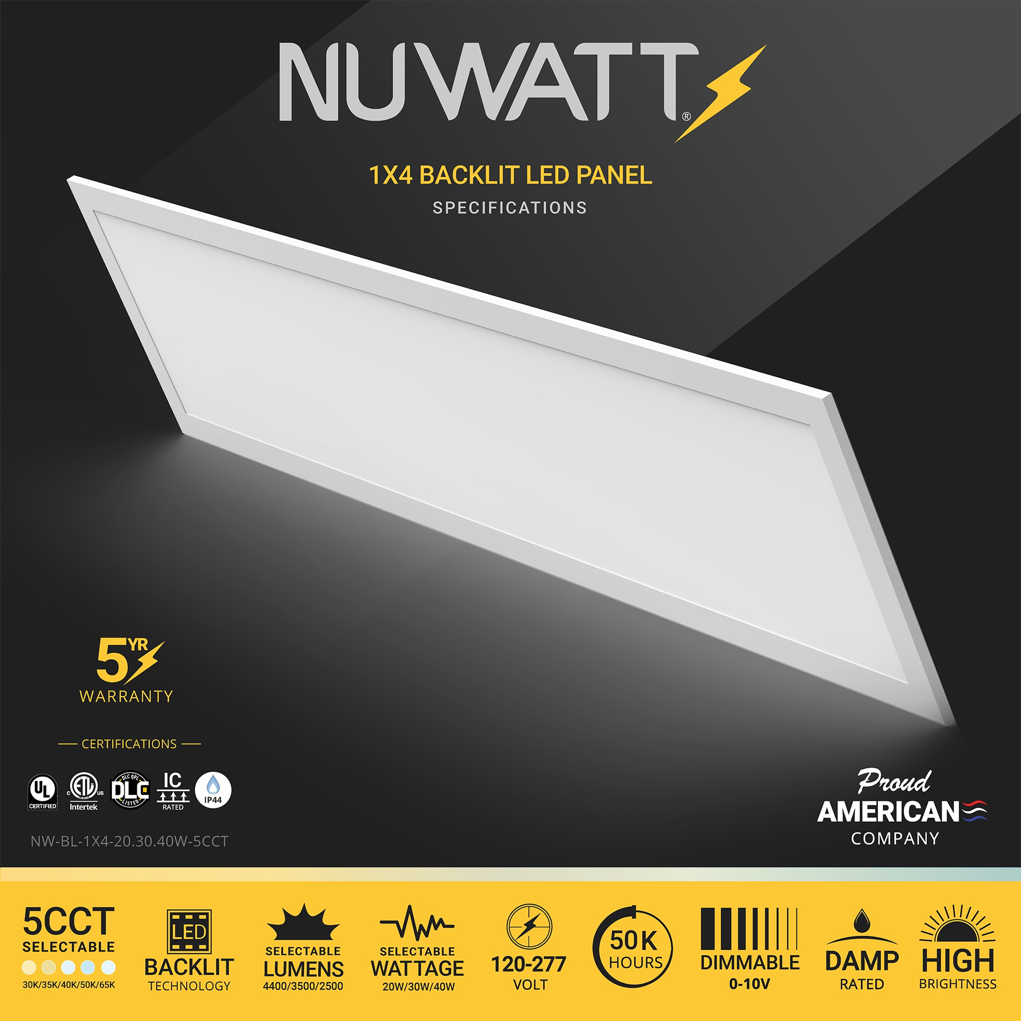 NUWATT BL-1X4-40W-35K-4P Led-Panel-Lights - View #2