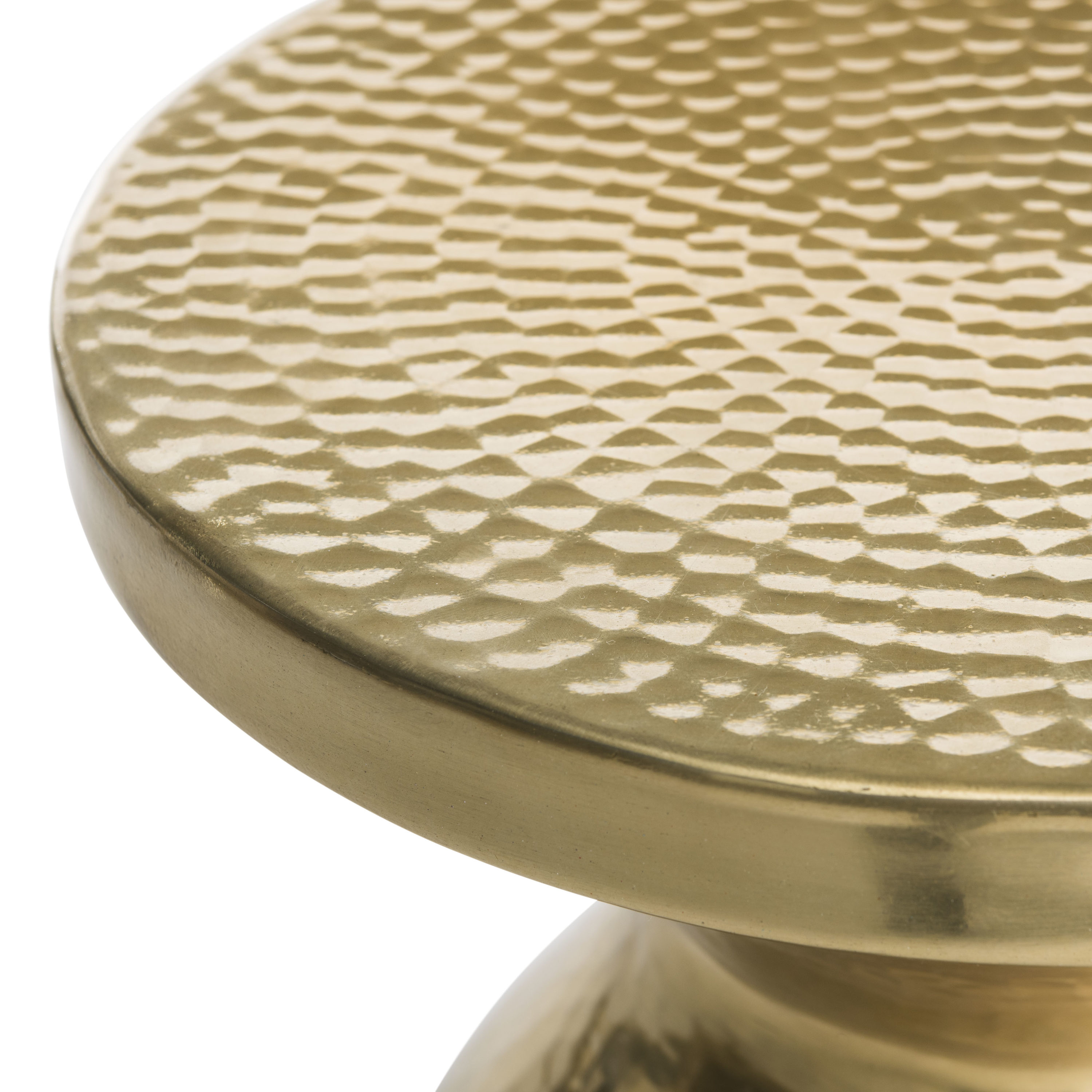 Transitional 12'' Gold Hammered Metal Round Accent Table