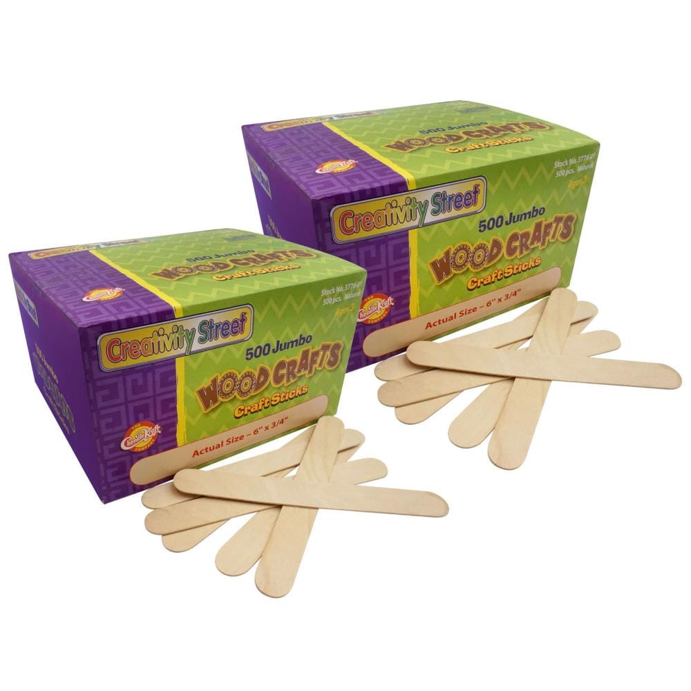 2500 Wood 6 Jumbo Popsicle Wax Craft Sticks Tongue Depressors