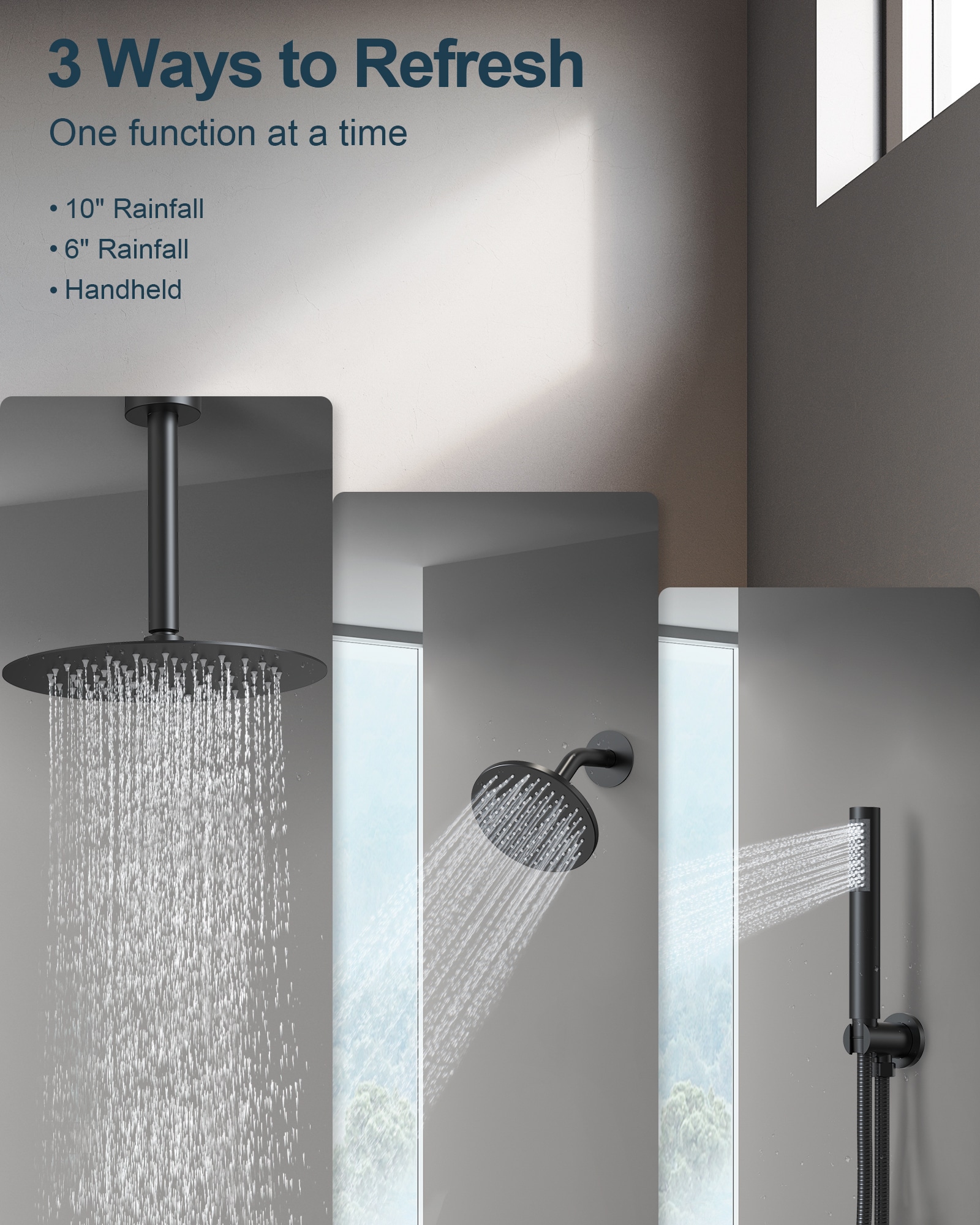 GRANDJOY FL2558-MB Tub-Shower-Faucets - View #4