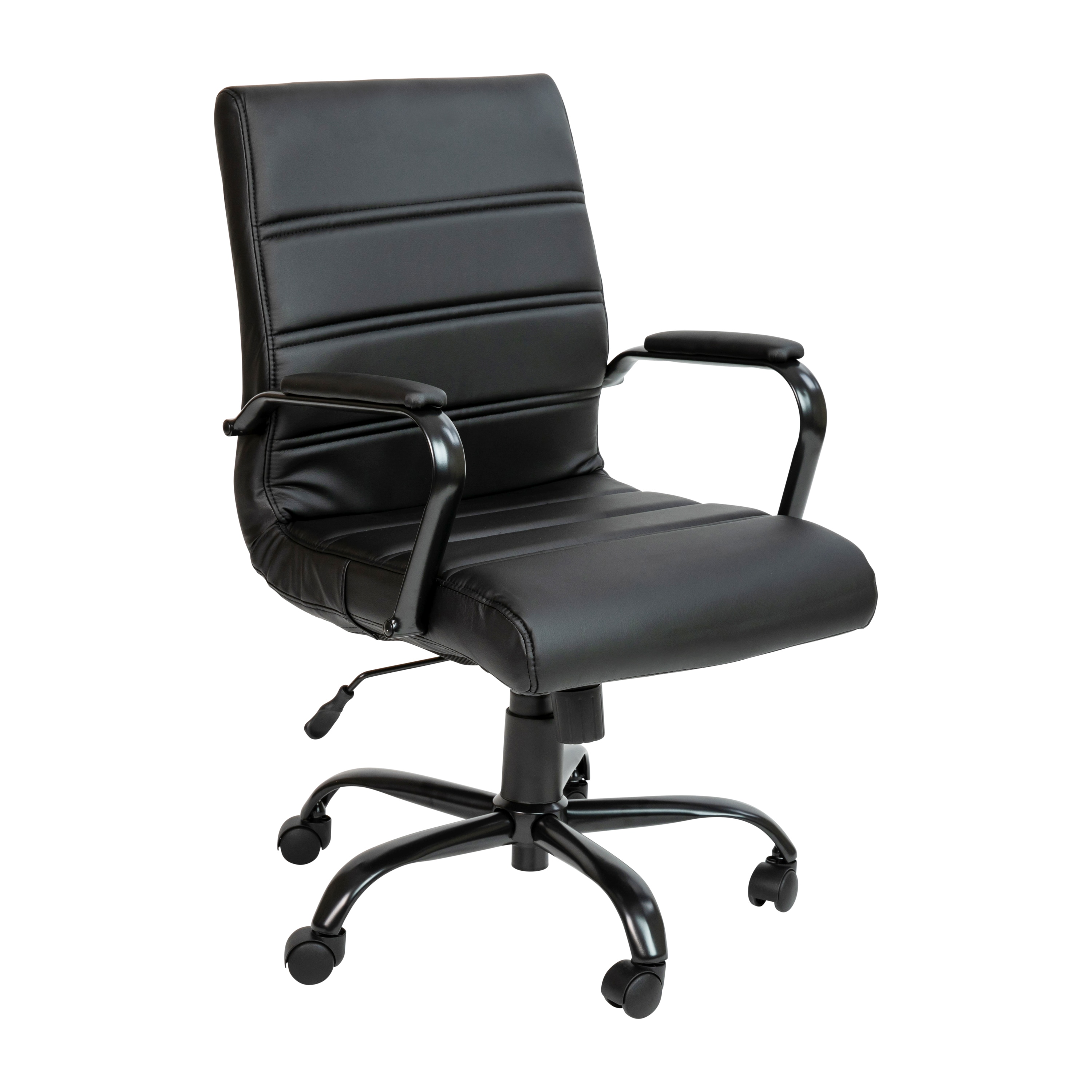Flash Furniture 889142610274 Whitney Black Leathersoft/Black Frame Contemporary Adjustable Height Swivel Faux Leather Executive Chair