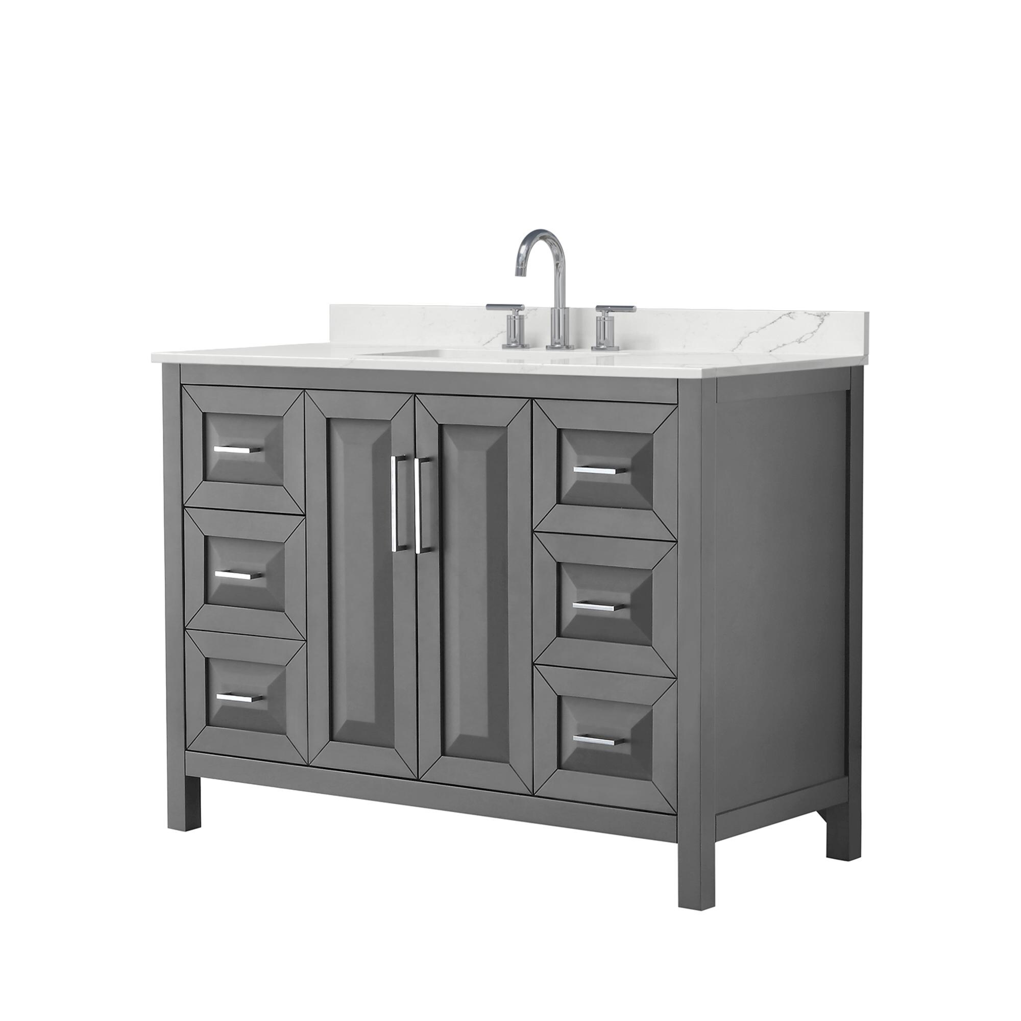Wyndham Collection WCV252548SKGGTUS3MXX Daria 48-in Dark Gray with Polished Chrome Trim Undermount Single Sink Bathroom Vanity with Giotto Quartz Quartz Top