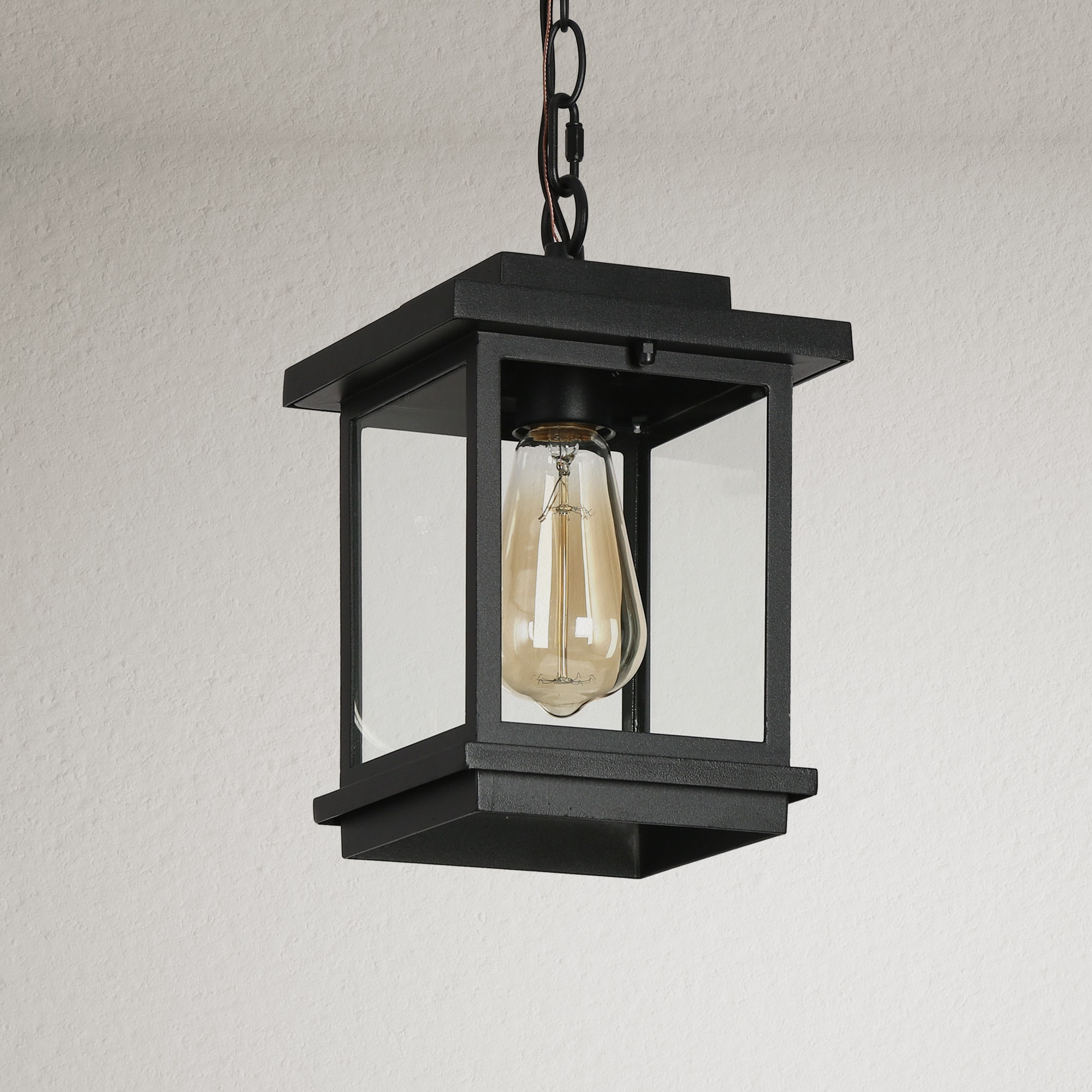 Matte Black Glass Mini Outdoor Pendant Light