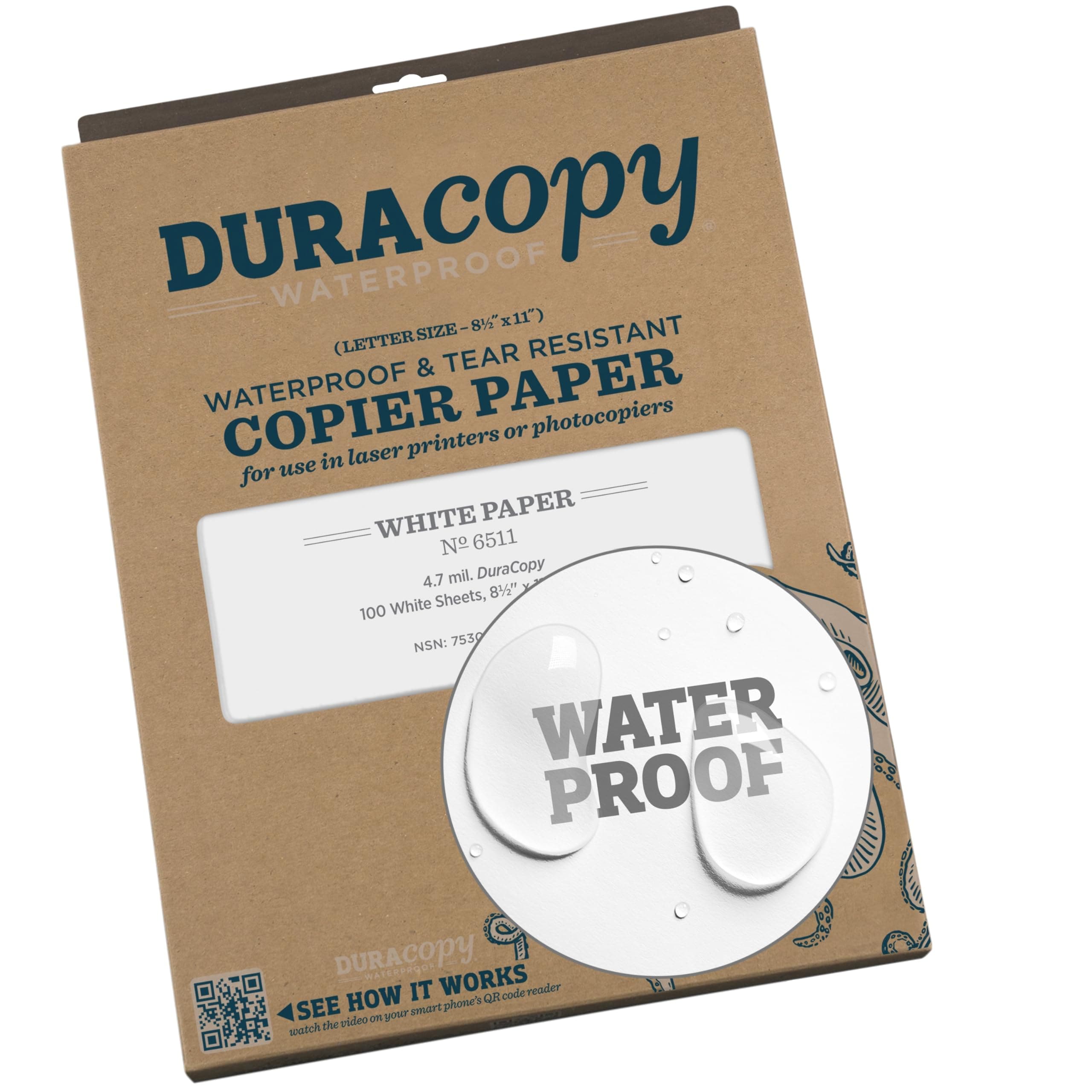 Rite in the Rain  DURACOPY Waterproof Laser Copier Paper 8.5 x 11 100 Sheets