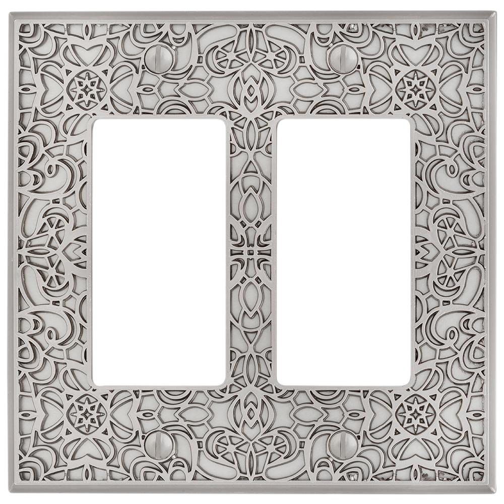 Amerelle 73RRN 2 -Gang Specialty Size Satin Nickel Metal Indoor Decorator Wall Plate