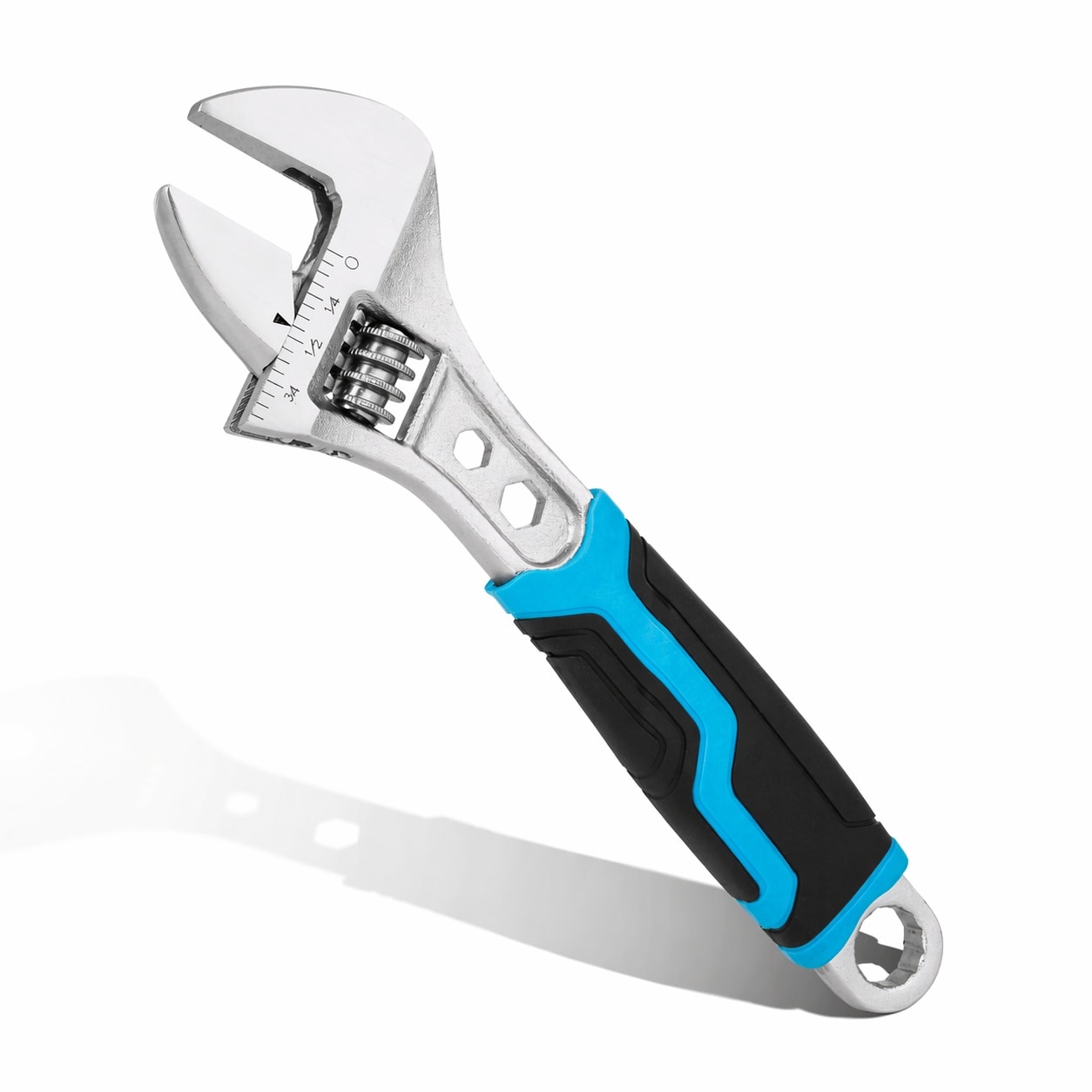 DYRCJ  6 Inch Adjustable Wrench 3 in 1 Spanner with Box End Hex Function CR V Steel Metric SAE Scales Chrome plated Bi material soft Grip