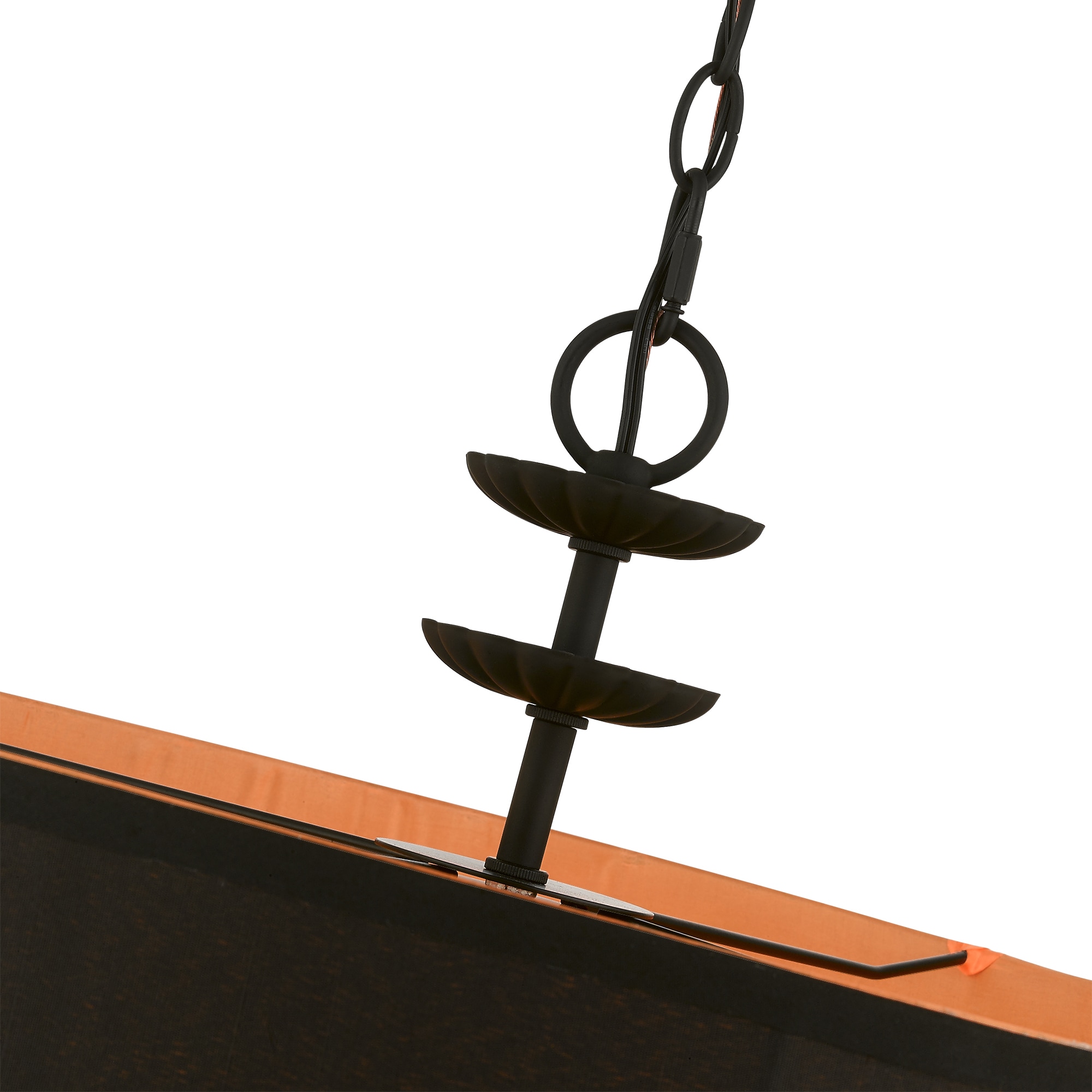 Winchester Transitional 5-Light Black Drum Pendant Chandelier with Silky Orange Inner Shade