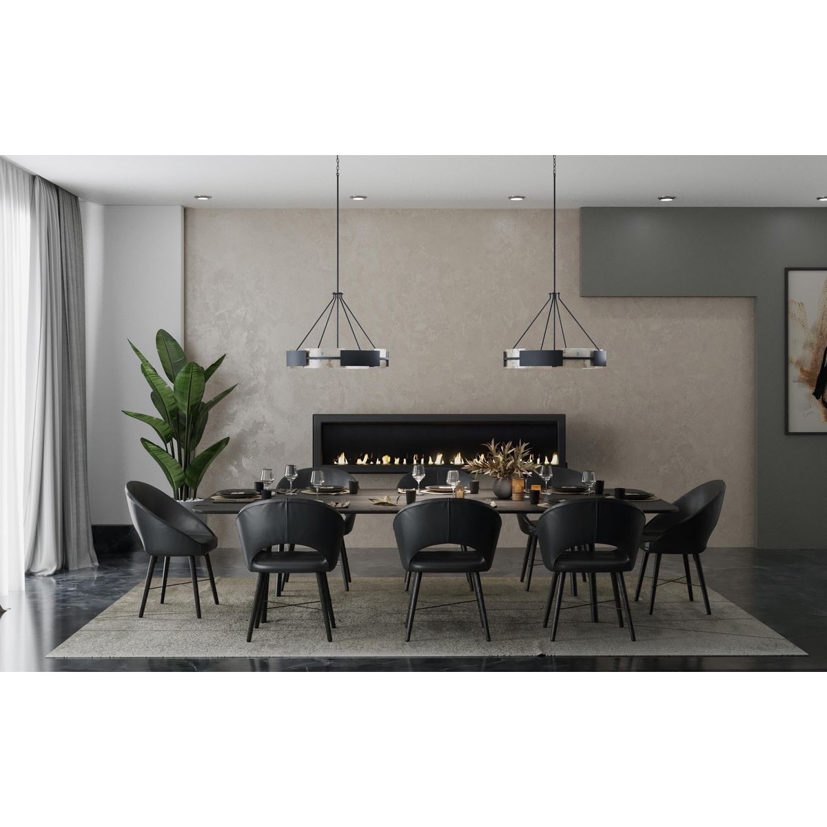 Lowery Matte Black and Gold 6-Light Drum Chandelier