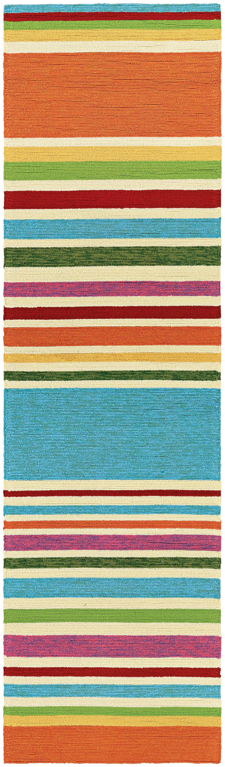 Coastal Charm Blue Stripe Reversible Wool-Blend Runner Rug, 2'6" x 8'6"