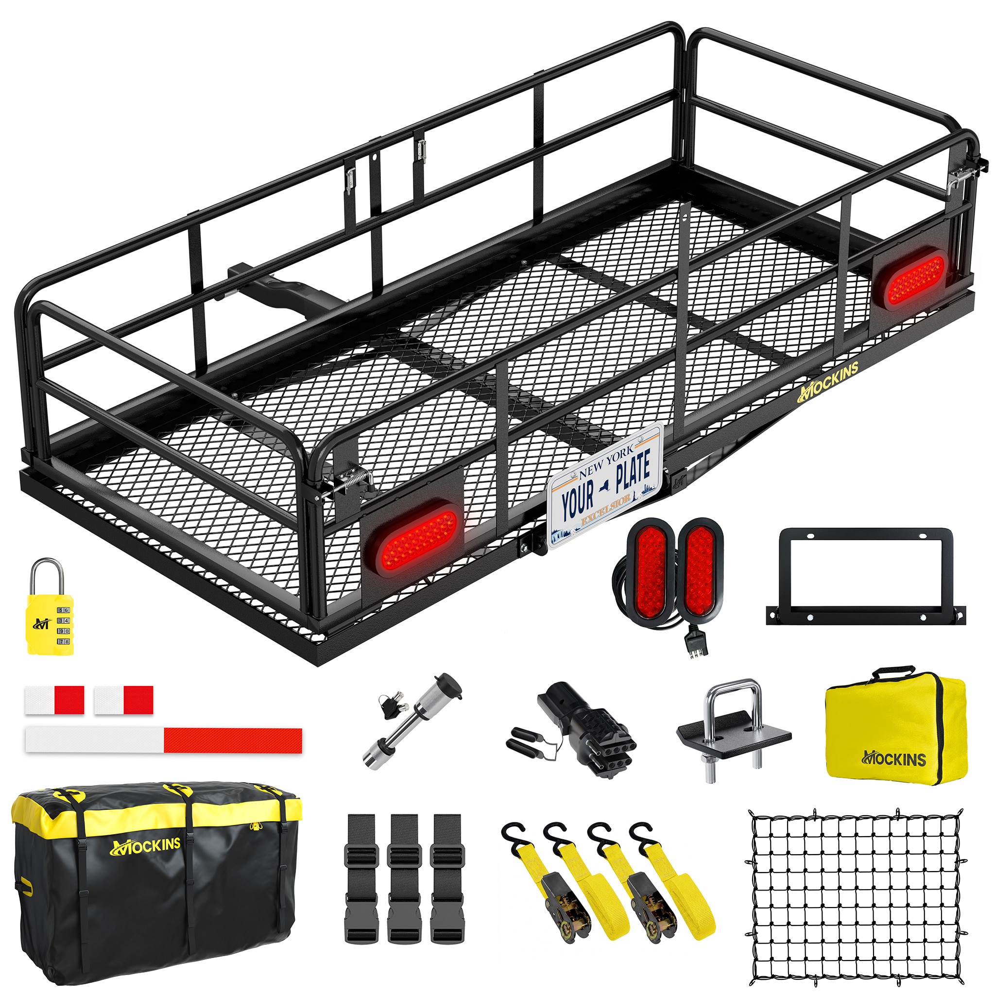 Mockins - Hitch Carrier Set 60-in L x 24-in W x 14-in H Steel Hitch Cargo basket