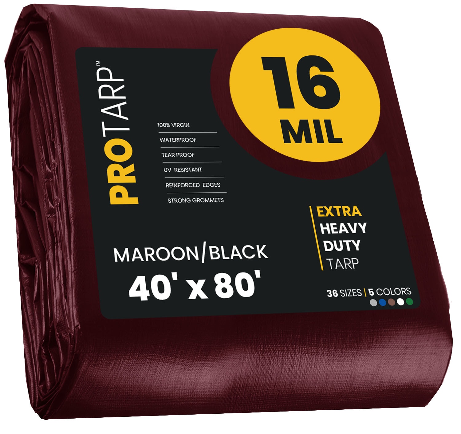 PROTARP PT-107-40X80 40-ft x 80-ft Maroon Waterproof Commercial Polyethylene 16-Mils Tarp