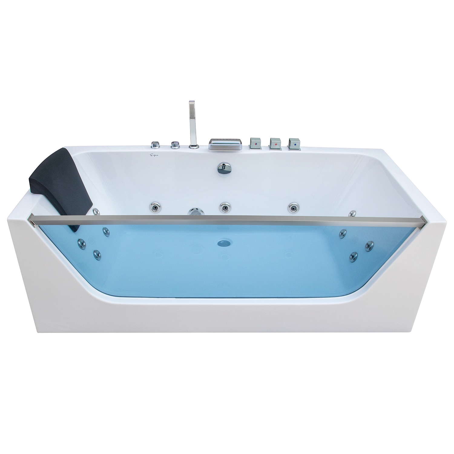 Empava Whirlpool Bathtub with 11 Jets,59 Spa Tub with Light,Hydromassage  with Chromatherapy,Acrylic,3-Side Apron,White