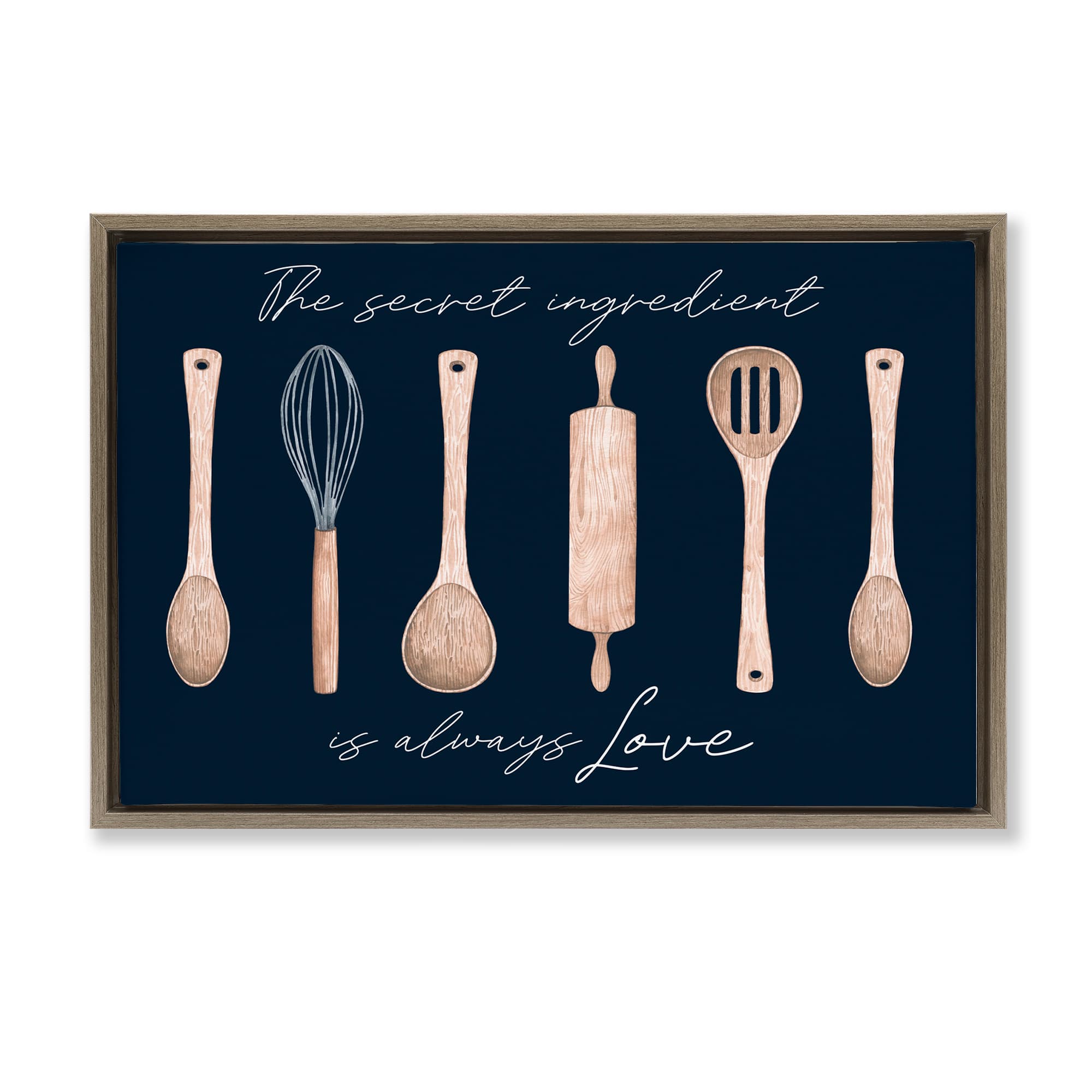 Stupell Industries BS-704-FFE-20X30 Secret Ingredient Always Love Brown Framed Floater Canvas Wall Art By Lux + Me Designs 31 x 21