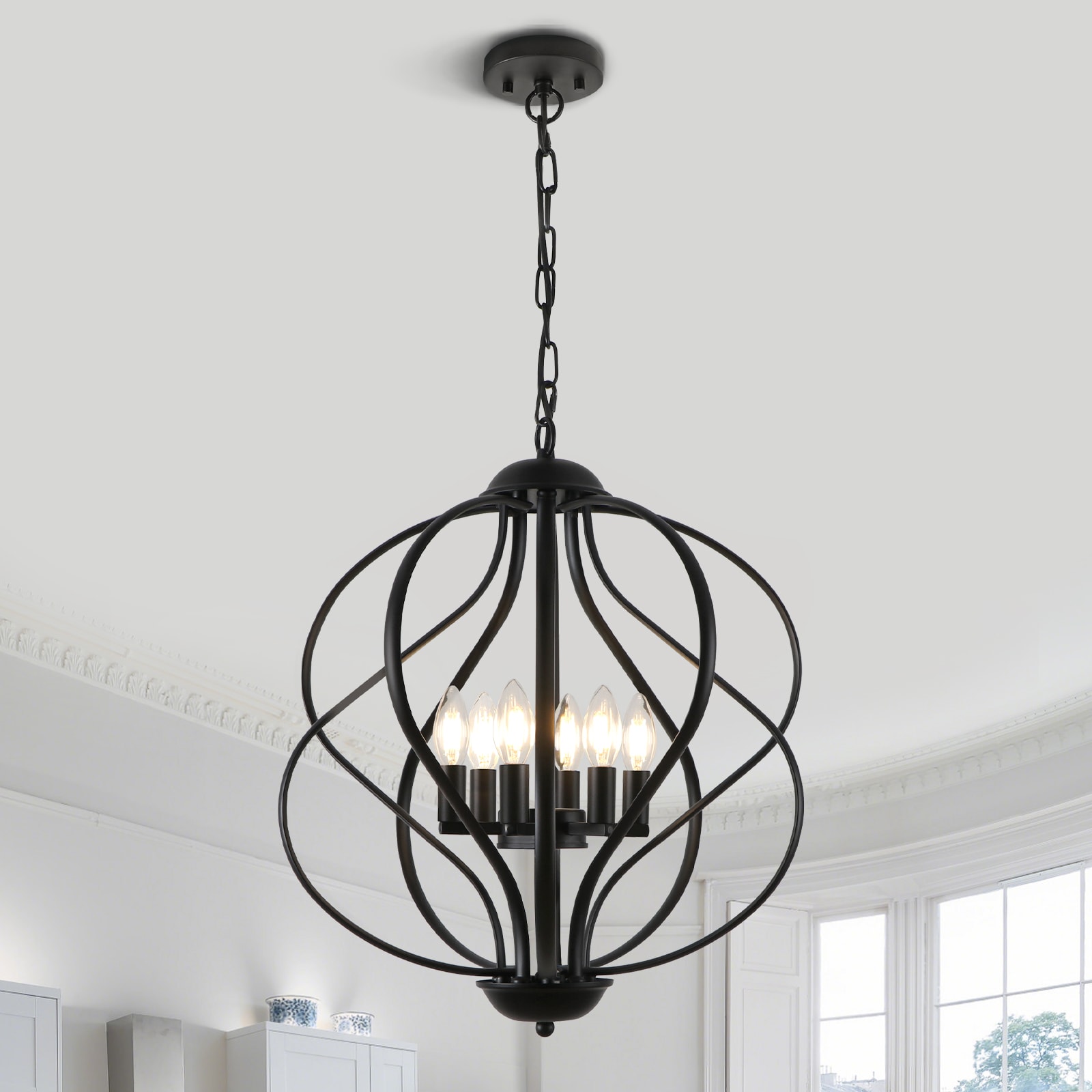 WBinDX 6 -Light Matte Black Modern/contemporary Metal Chandelier