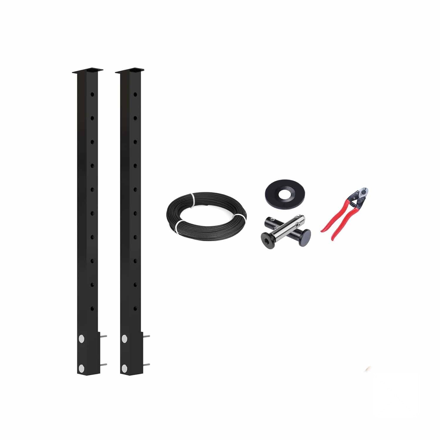Etokfoks  modular black side mount cable railing kit 5 to 10 ft run with 36 in posts swageless fittings adhesive washers T316 wire rope and