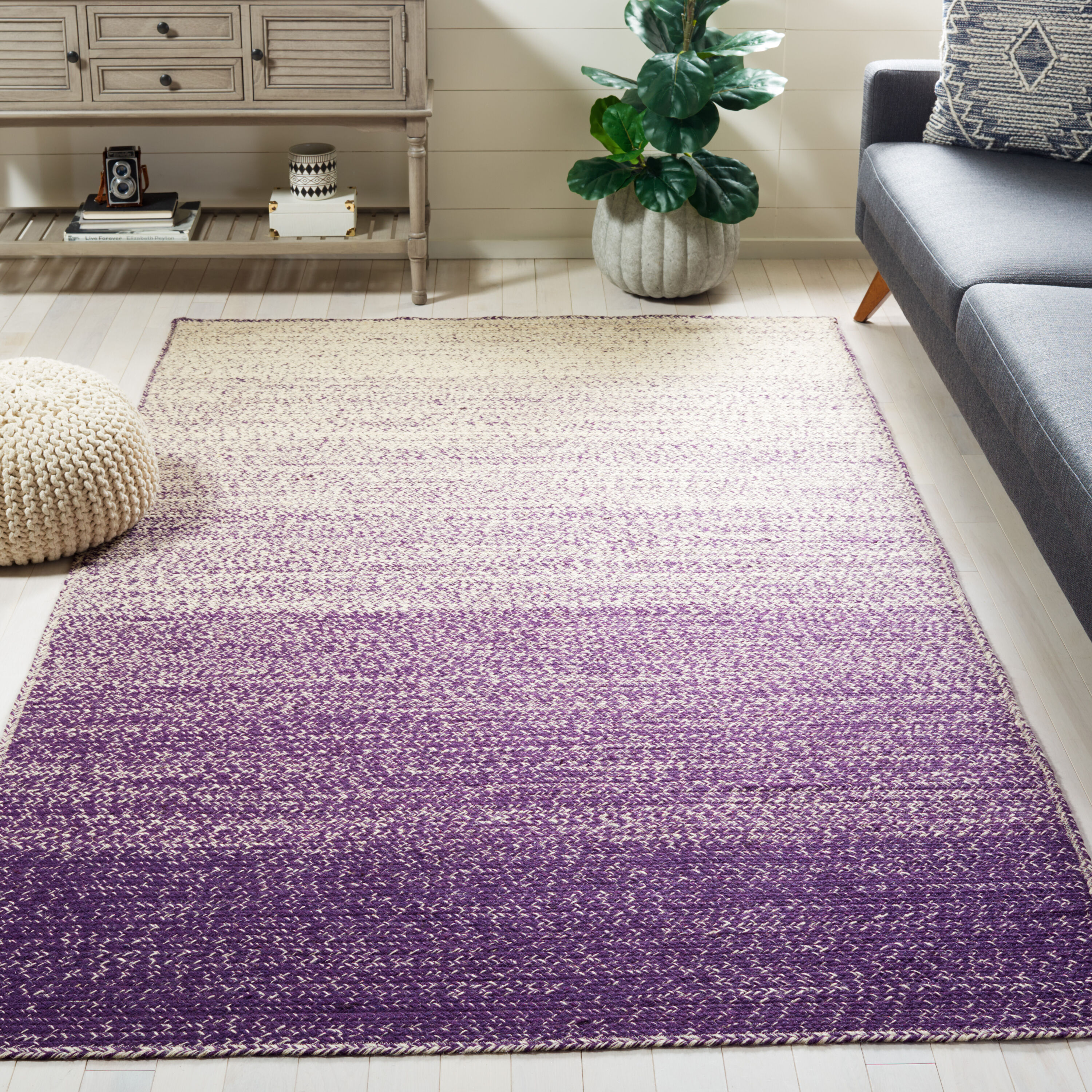  Natural Fiber 263 Natural/Purple Contemporary 5ft x 8ft Medium Rectangle Rug