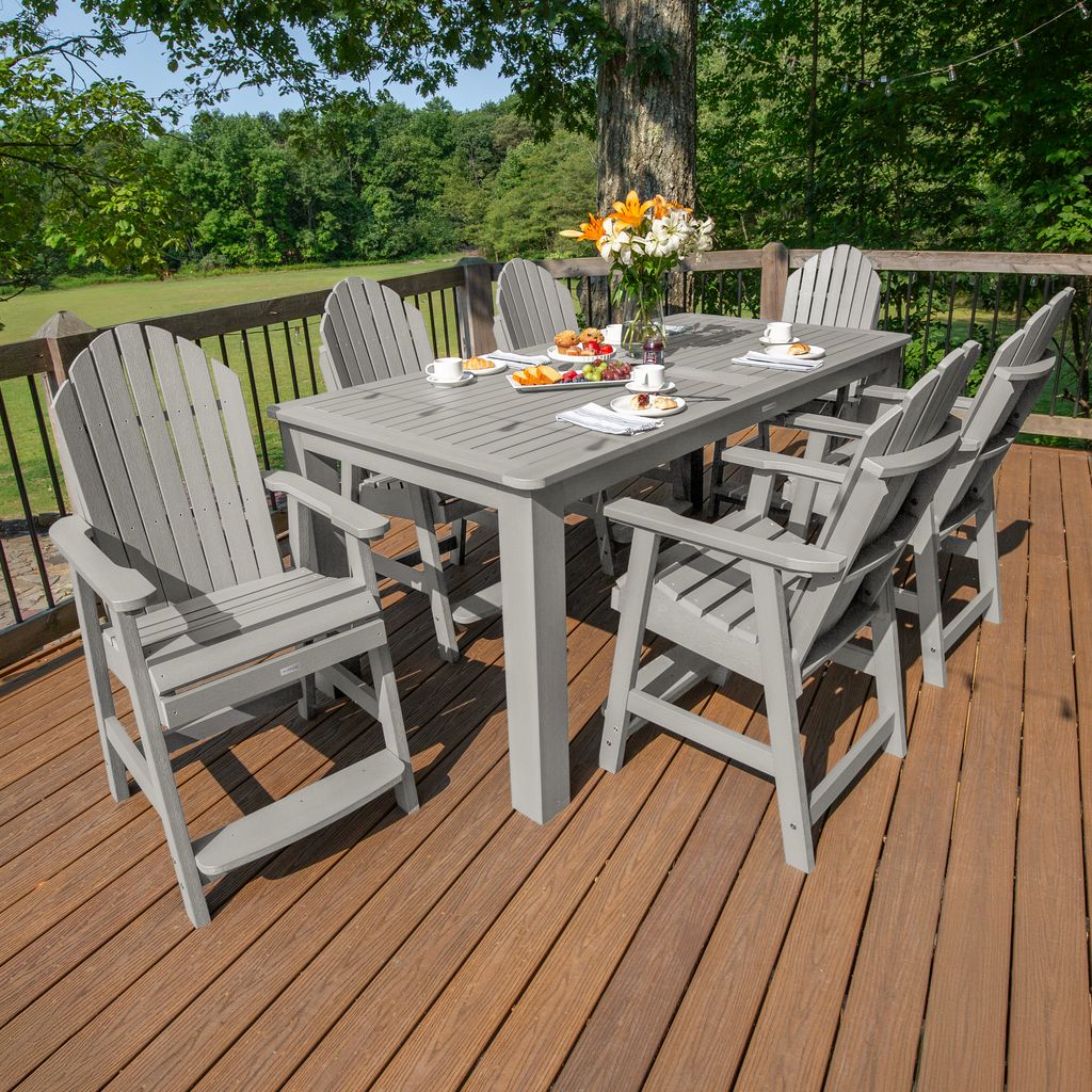 highwood AD-ST7HM2CO5BA-HGR Hamilton 7 -Piece Harbor Gray Counter height Plastic Rectangle Table with 6 Stationary Chairs