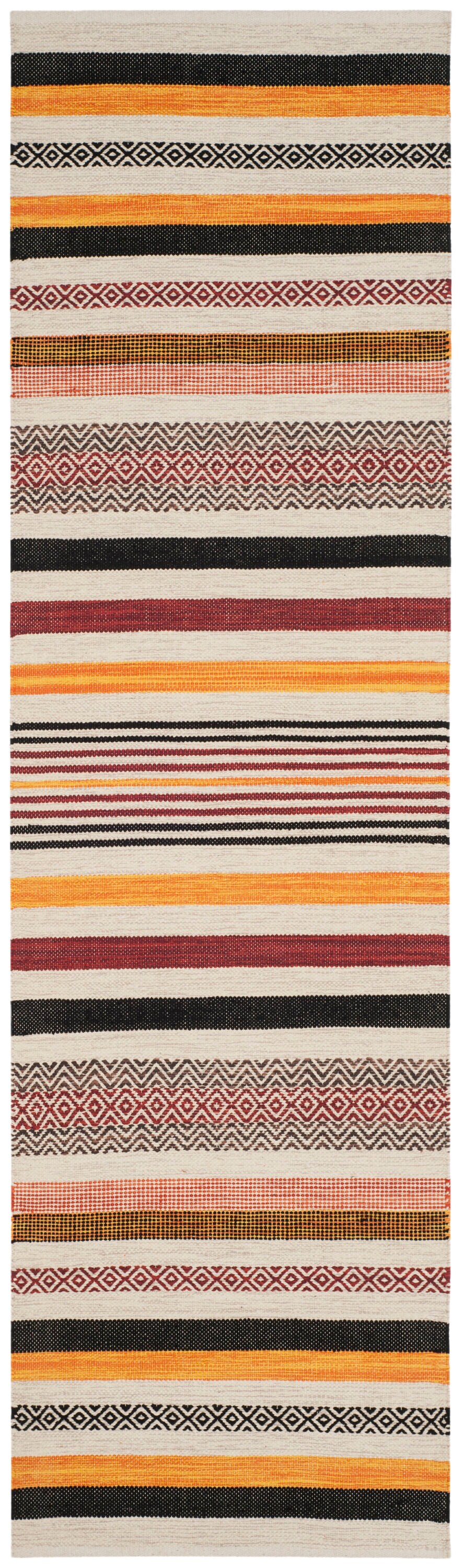 Handmade Red and Multicolor Cotton Flat Woven Runner Rug