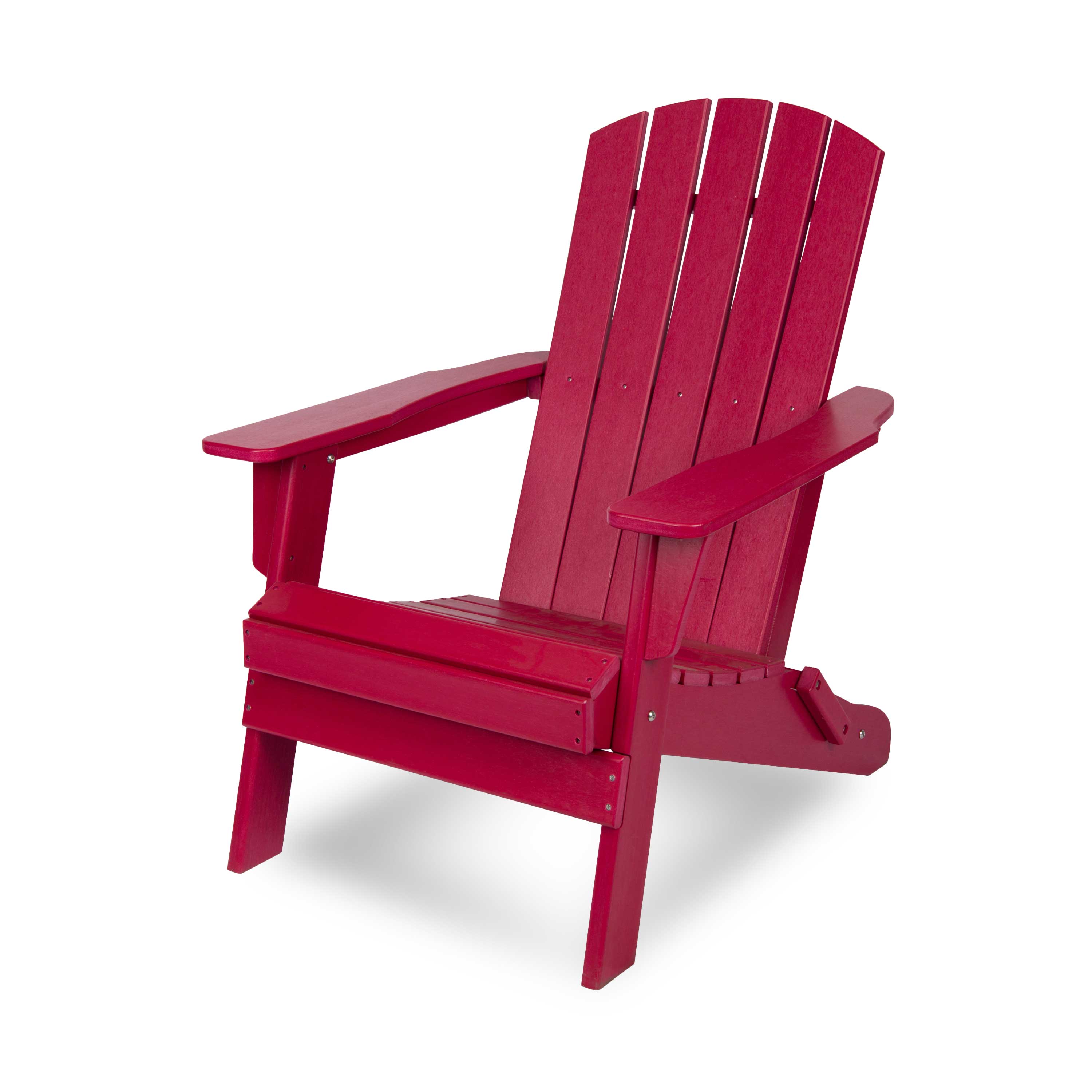 Shine Company 7626CP Chili Red HDPE Frame Stationary Adirondack Chair with Slat Seat