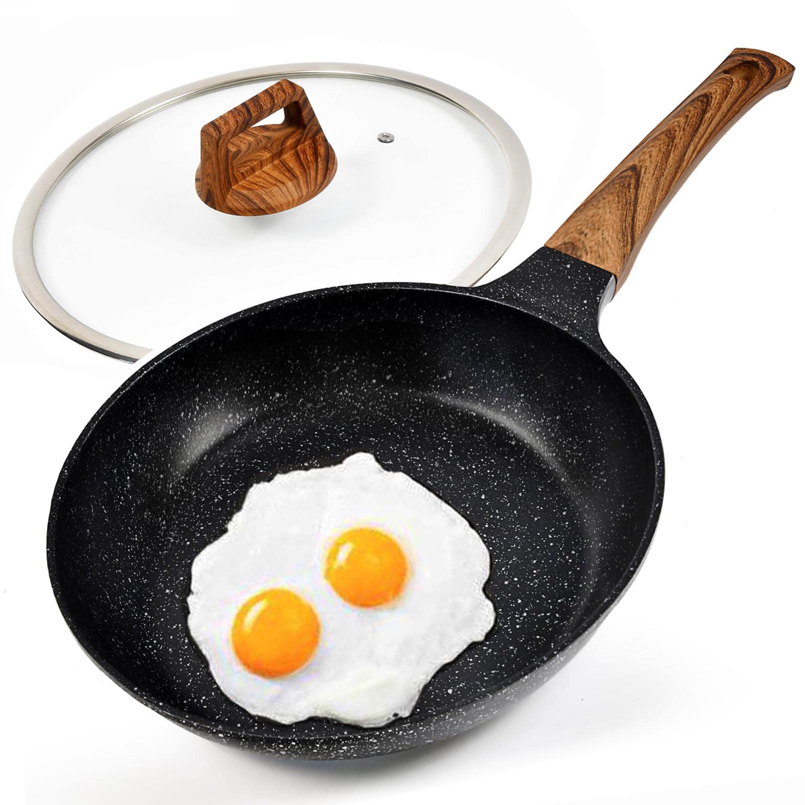 Yichuhaoxi  Nonstick Frying Pan Skillet with Lid 11 5 Inch Granite Coating Aluminum Saute Pan for Cooking Induction Gas Electric Stove Large Chef