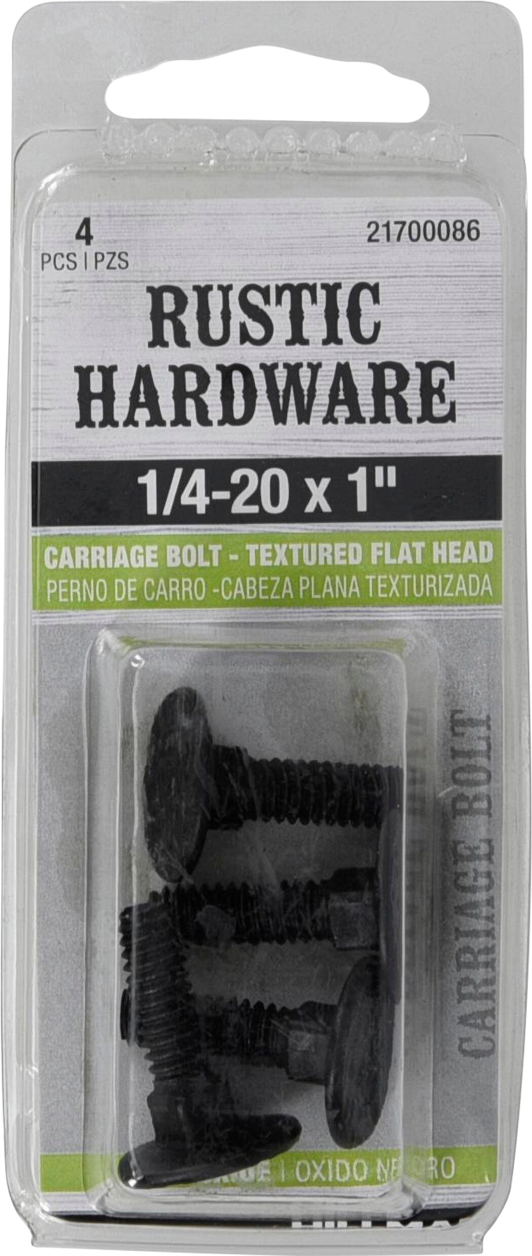 Hillman 21700086 1/4-in x 1-in Black oxide Coarse Thread Interior Carriage Bolt 4 -Count
