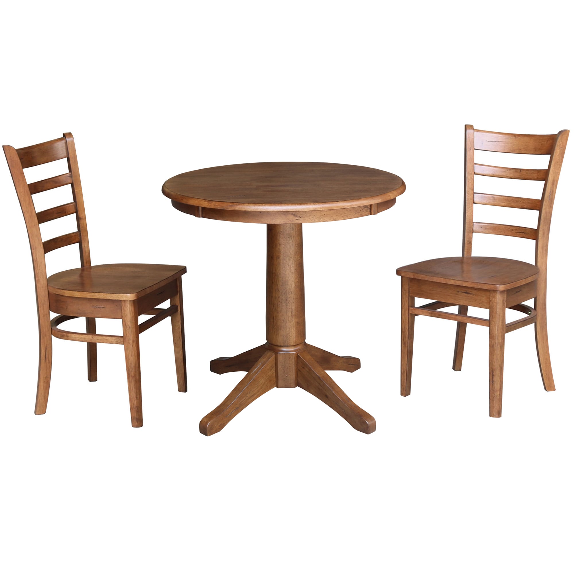 International Concepts K42-30RT-27B-C617-2 Distressed oak Traditional Dining Room Set with Round Table ( Seats 2 )