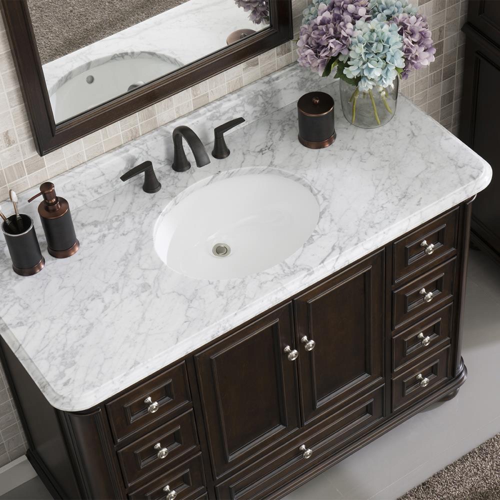 Scott Living Wrightsville 48-in Light Gray Single Sink Bathroom Vanity with Natural Carrara Marble Top
