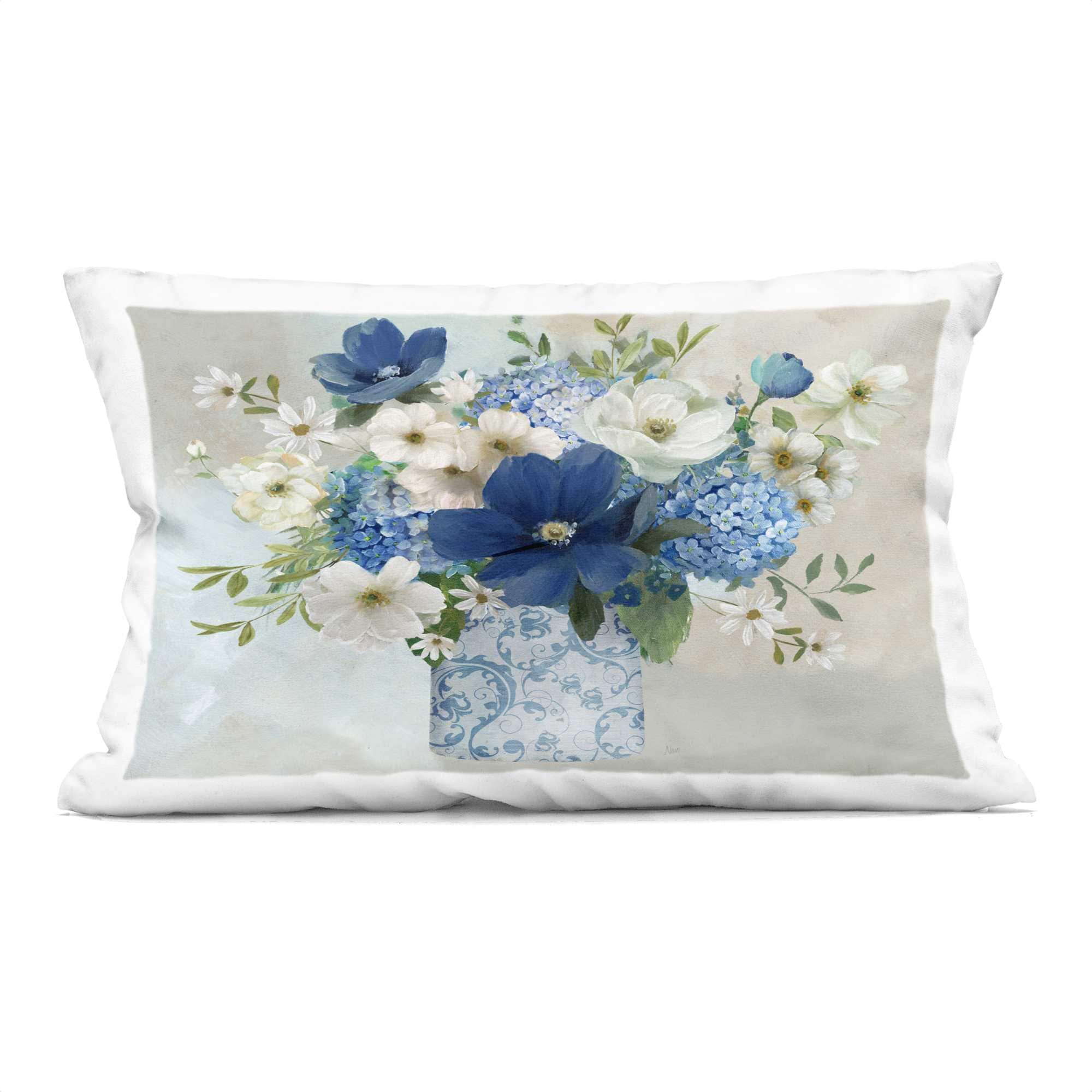 Stupell Industries PLP-224-RCW-14X20 Bouquet in Elegant Patterned Vase Decorative Printed Pillow Design by Nan