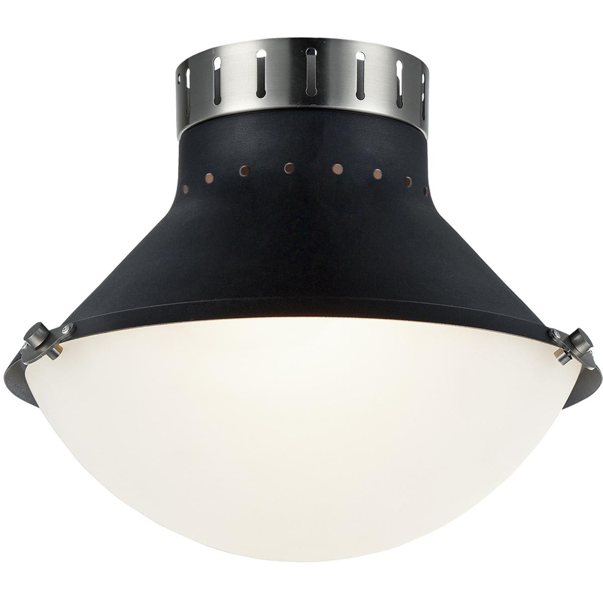 Matteo  Lighting X66302MBBN Notting Flush Mount Matte Black with Brushed Nickel