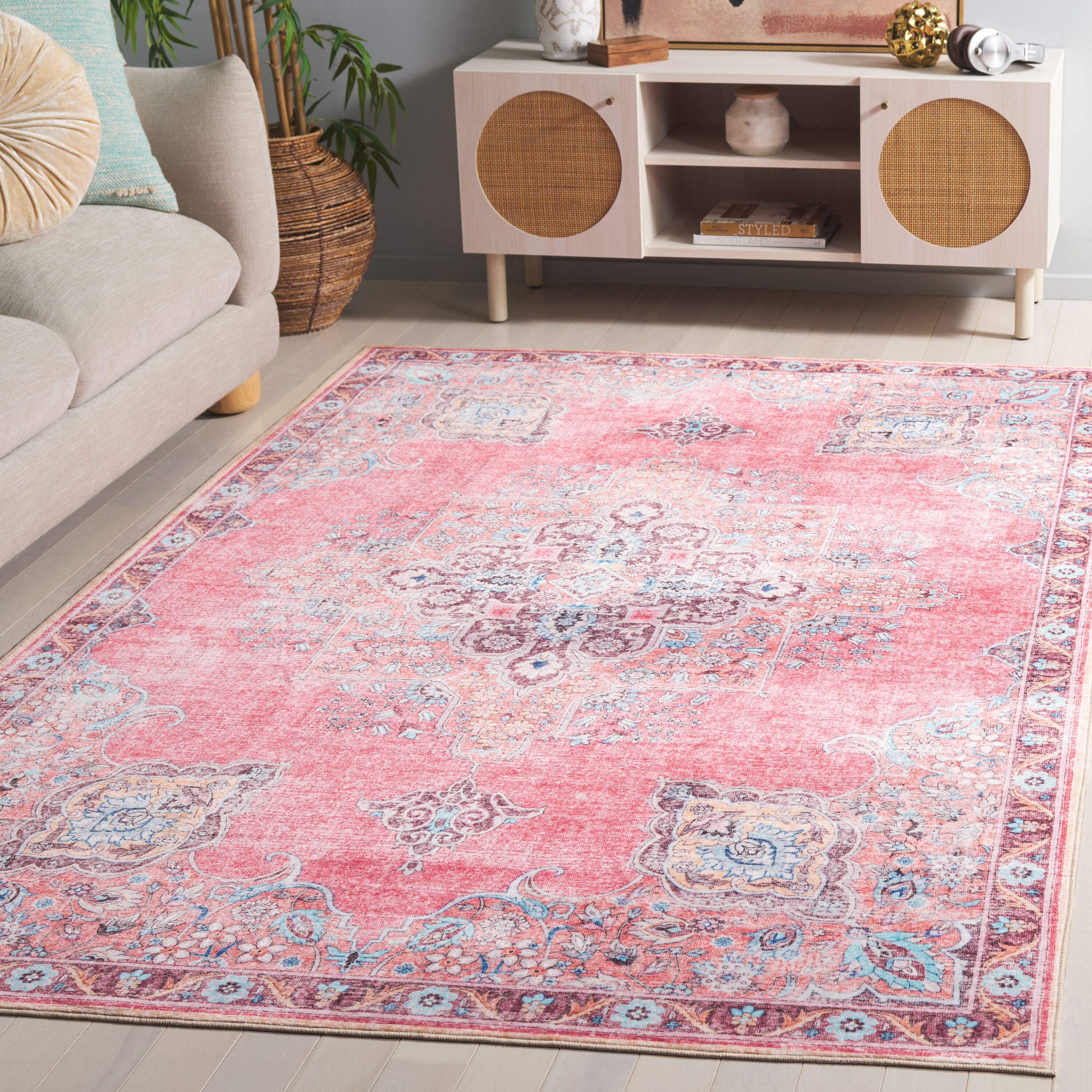 Arizona 318U Pink/Beige 5ft x 8ft Traditional Rug
