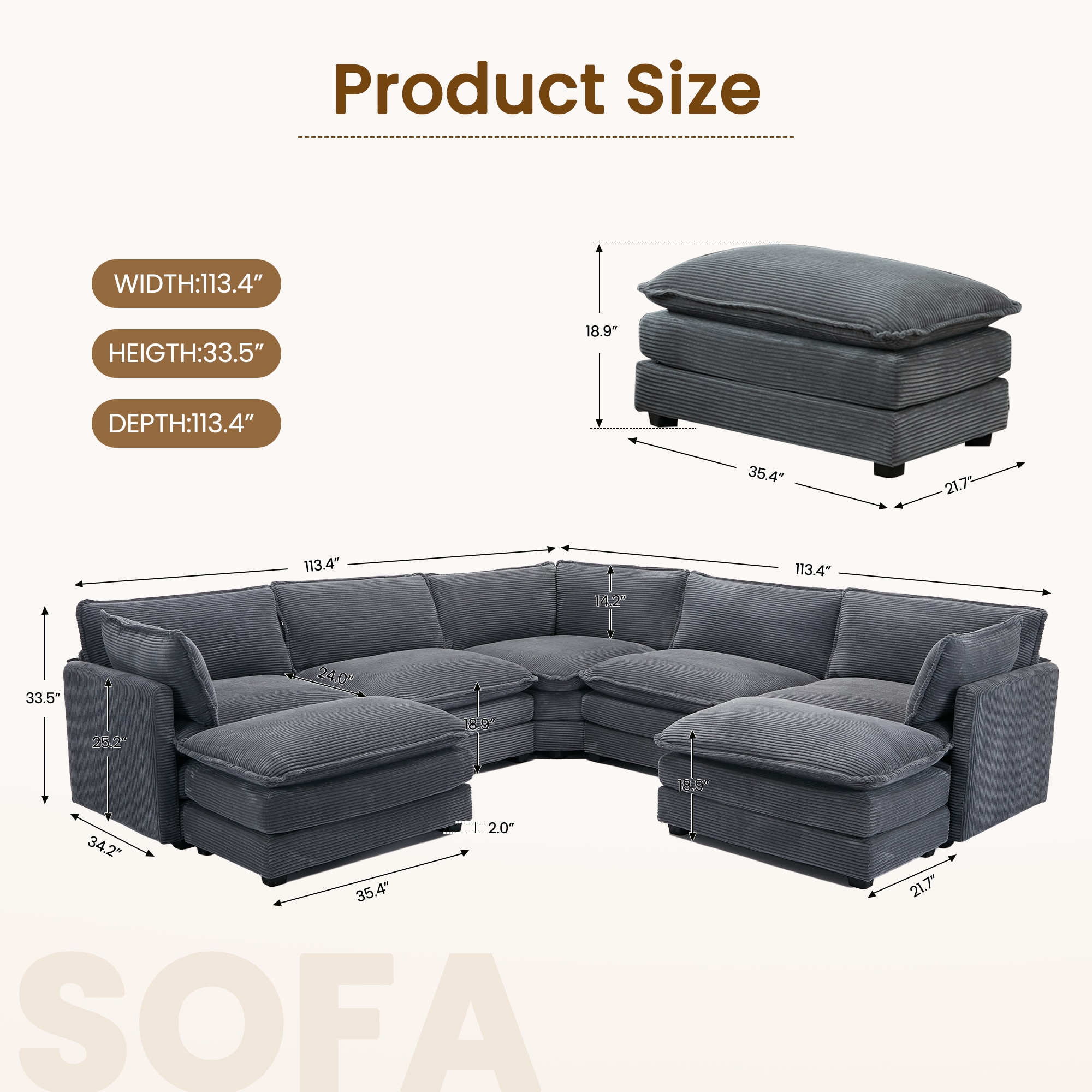 JEAREY DSRSF-WH-SR Sofas-Loveseats - View #6
