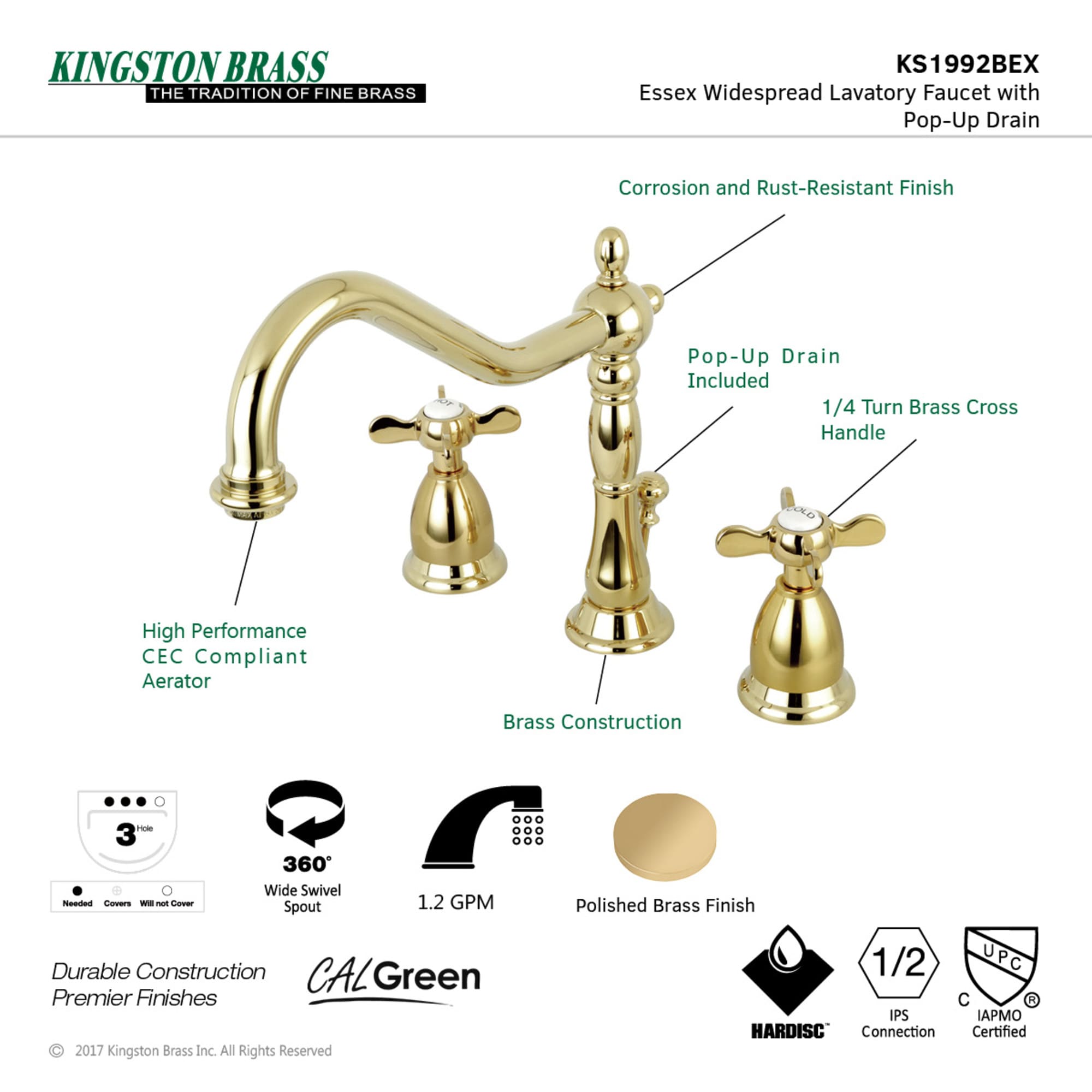 Kingston Brass WLKS1992BEX Lavatory-Faucets - View #3