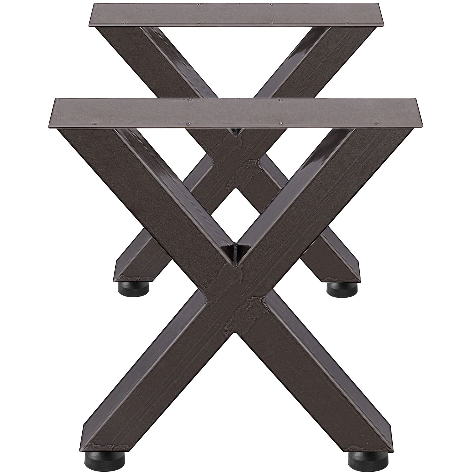 VEVOR SCZTCX720X6000350V0 Set of 2 Iron Table Legs  28inHeight 24inWide Dining Table Legs  Heavy Duty 3.1in Square Box Section X Frame Table Legs  28x24x3.1 Inch Black Industrial Country Style Metal Dining