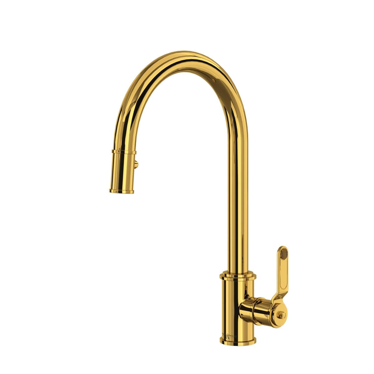 Rohl U.4544HT-ULB-2 Armstrong 1.8 GPM Deck Mount Pull-Down Kitchen Faucet in Unlacquered Brass with Lever Handle