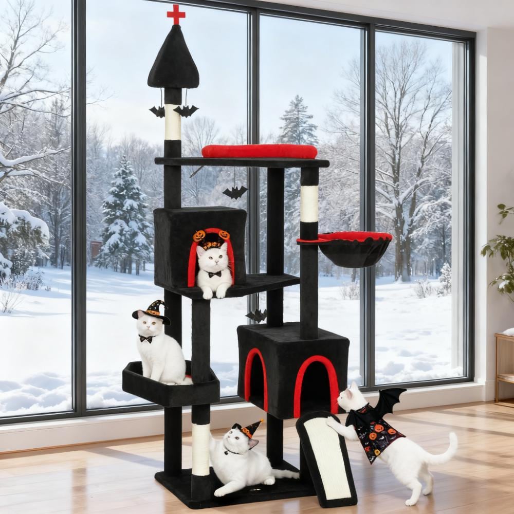 78InchCat Tree Cat Tower with Coffin Bed