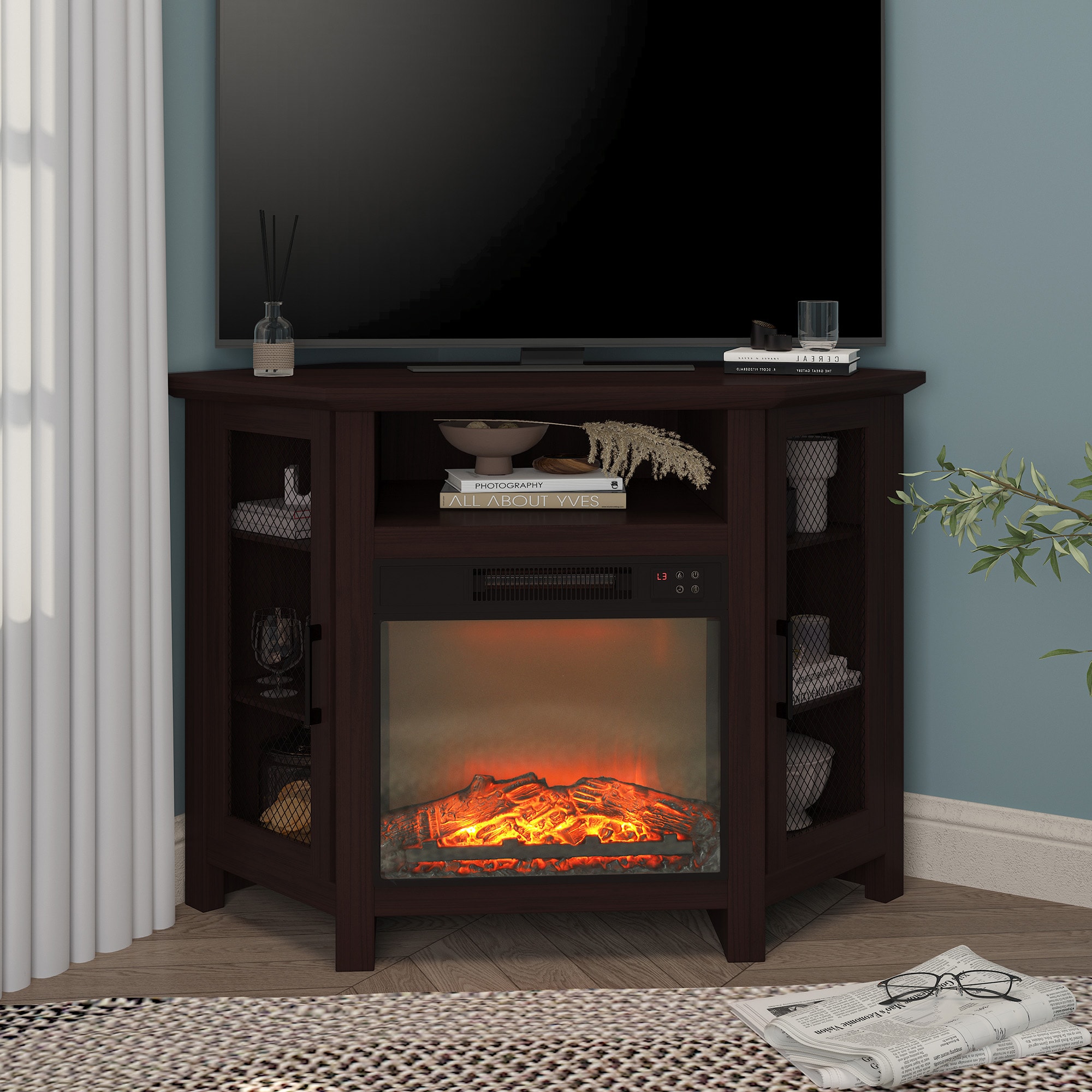 Lowes electric fireplaces store and tv stand