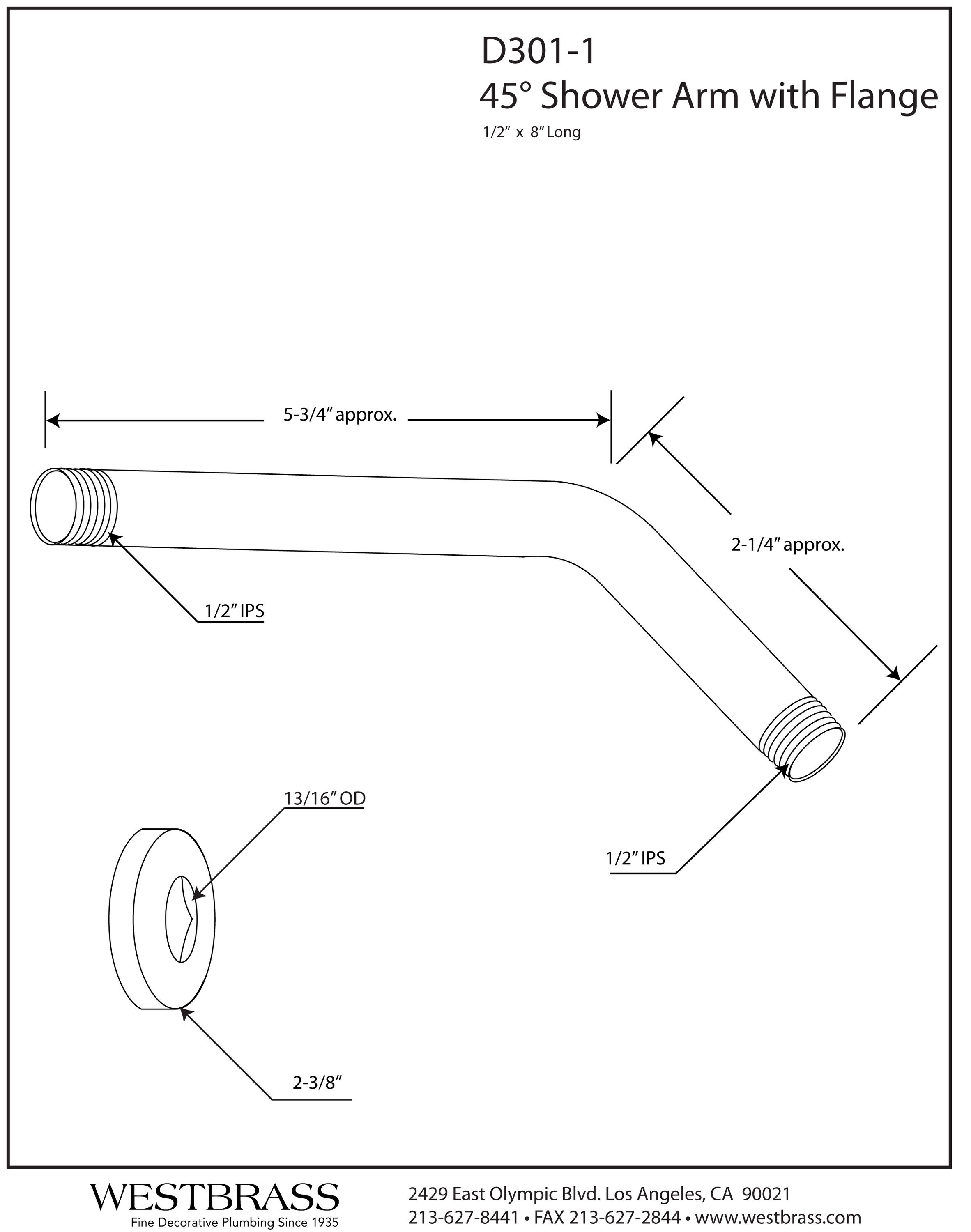 WESTBRASS D301-1-12 Bath-Shower-Facc - View #2