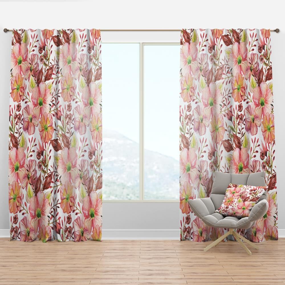 Designart CTN24010-52-63 63-Inches Pink Abstract Room darkening Thermal lined Rod pocket Single curtain panel