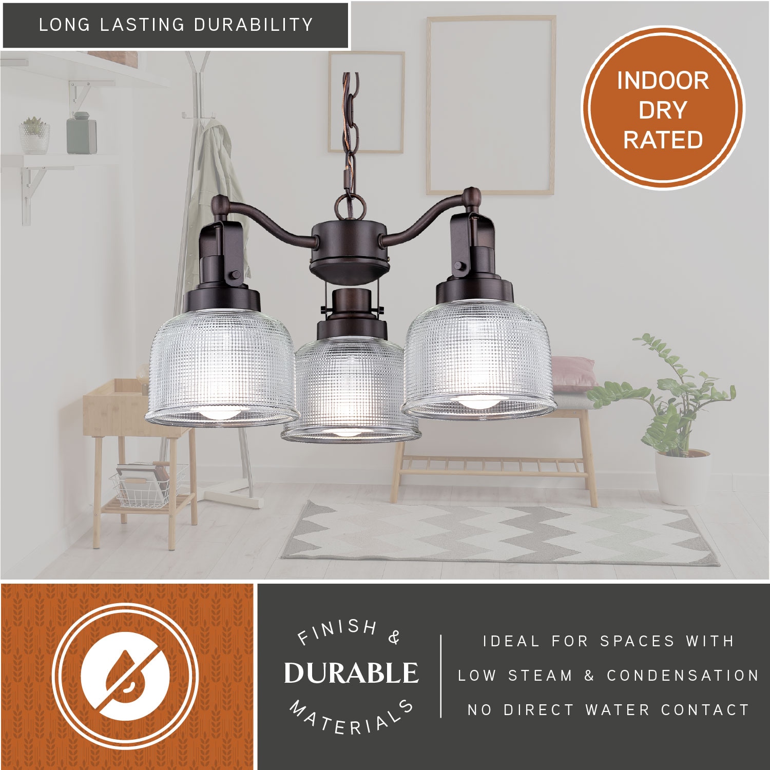 Roland Mini 16.5" Bronze Farmhouse Chandelier with Clear Prism Glass
