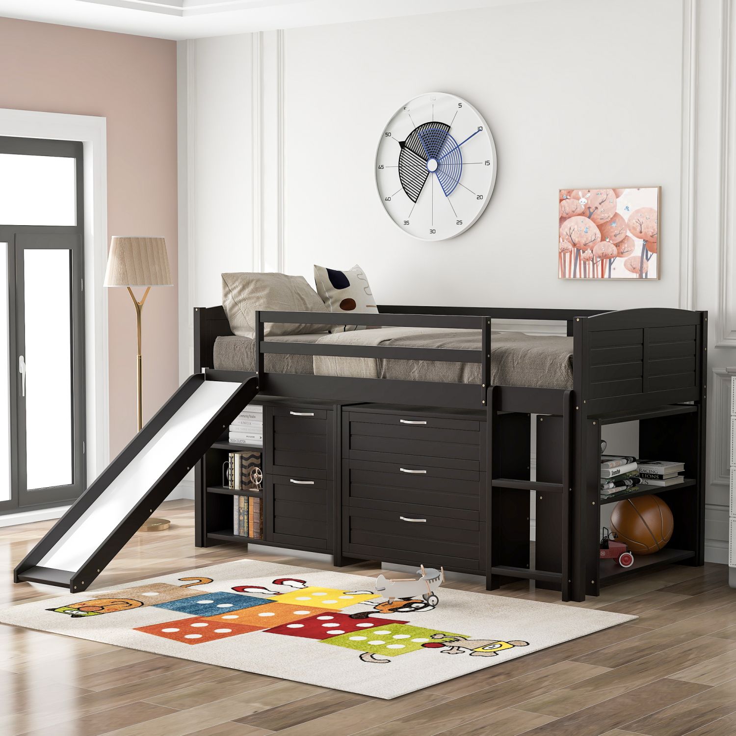 JASMODER LT000503AAP Espresso Twin Composite Platform Bed
