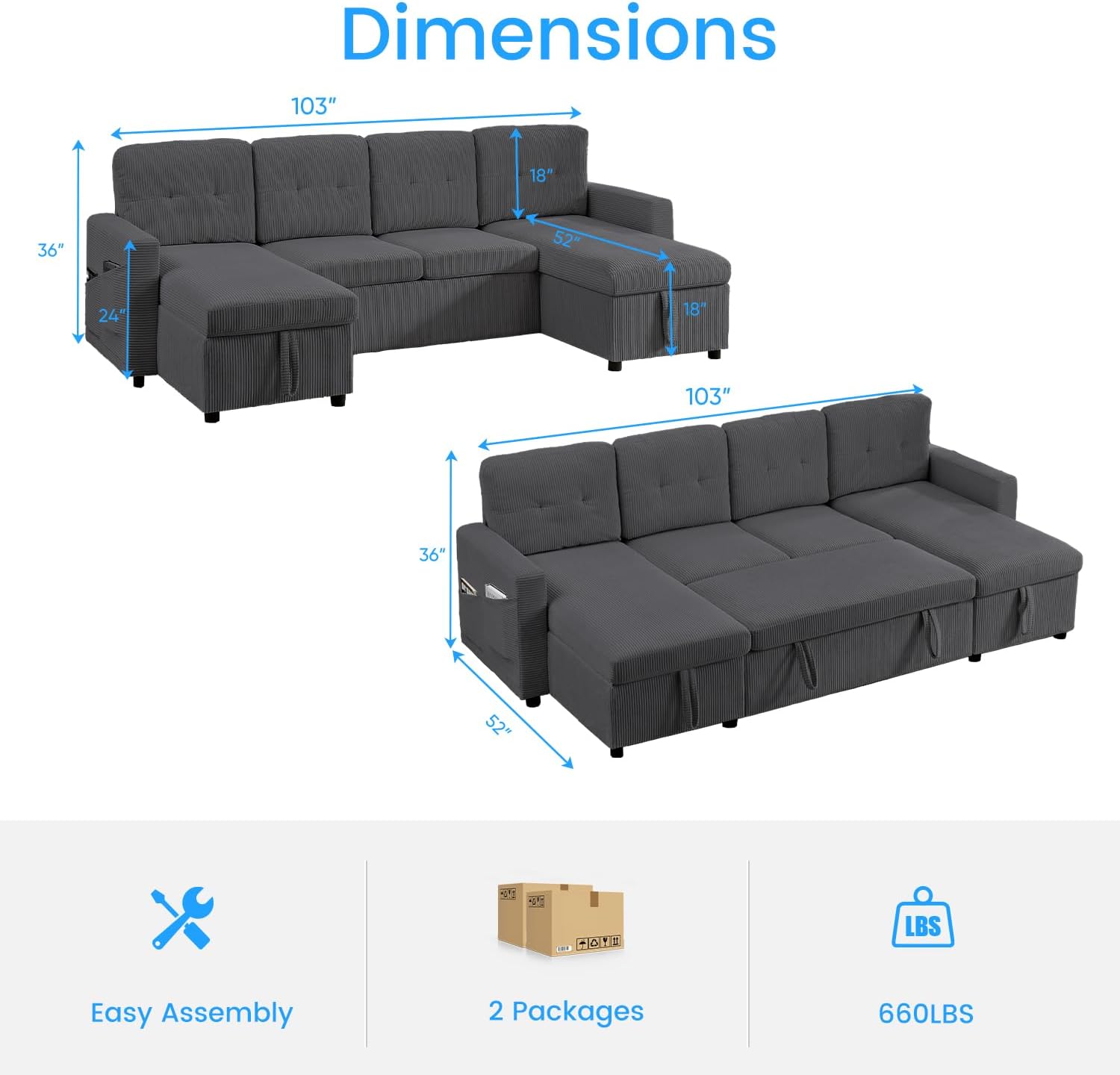 Mjkone LW11305-DARKGREY Sofas-Loveseats - View #3