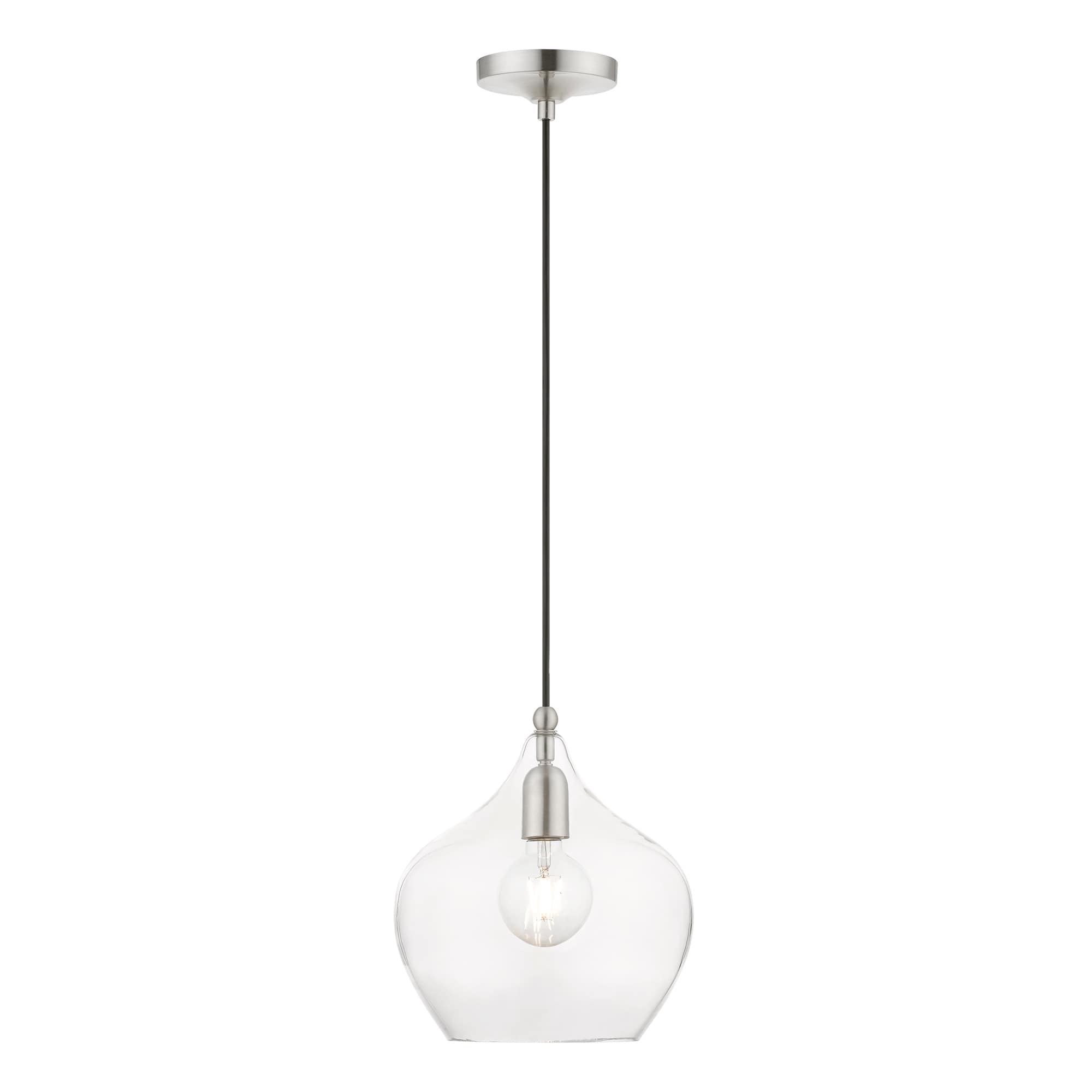 Aldrich Brushed Nickel Clear Glass Indoor/Outdoor Pendant Light