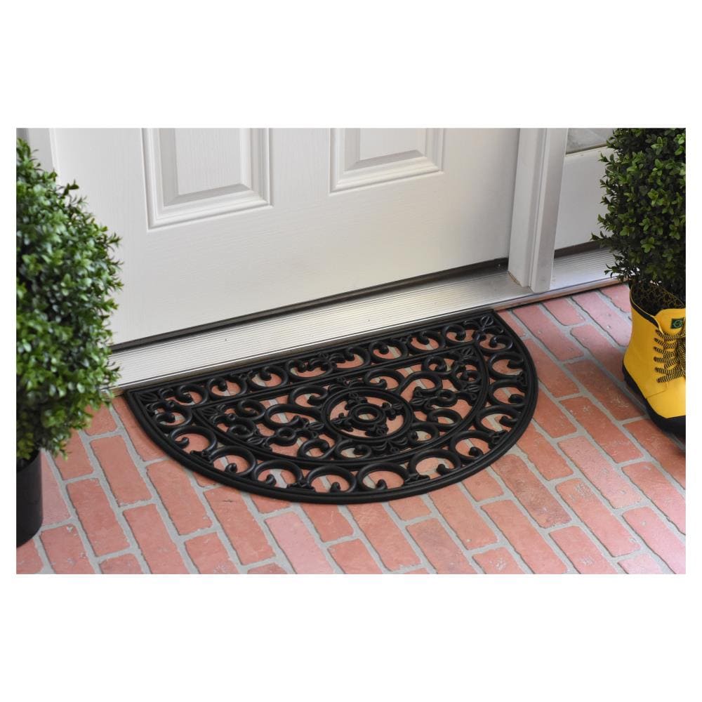 Aristotle Scroll 2-ft x 3-ft Black Rubber Outdoor Doormat