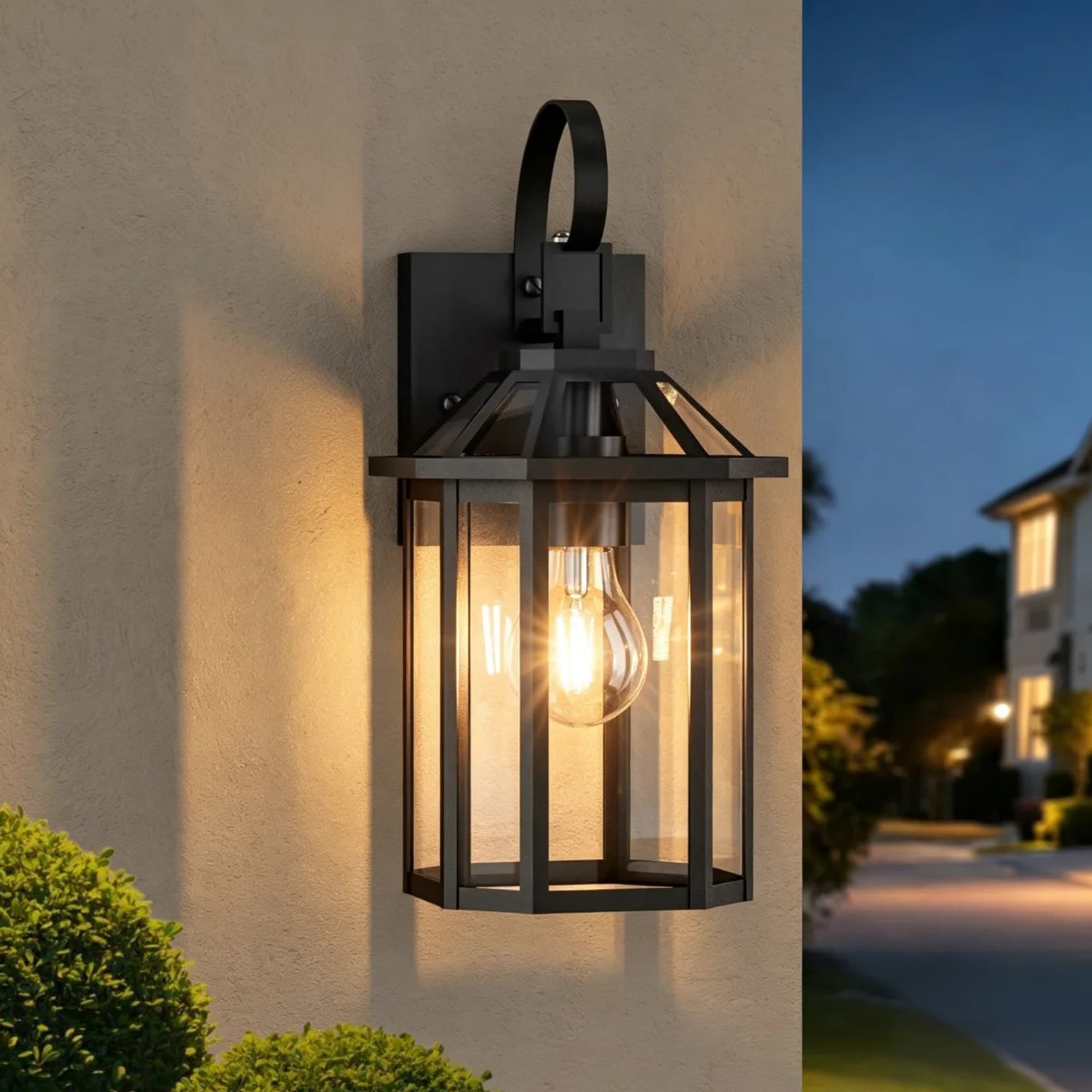 Maxax Montpelier 1 -Light 15.5-in H Matte Black Hardwired Dusk to Dawn Outdoor Wall Light